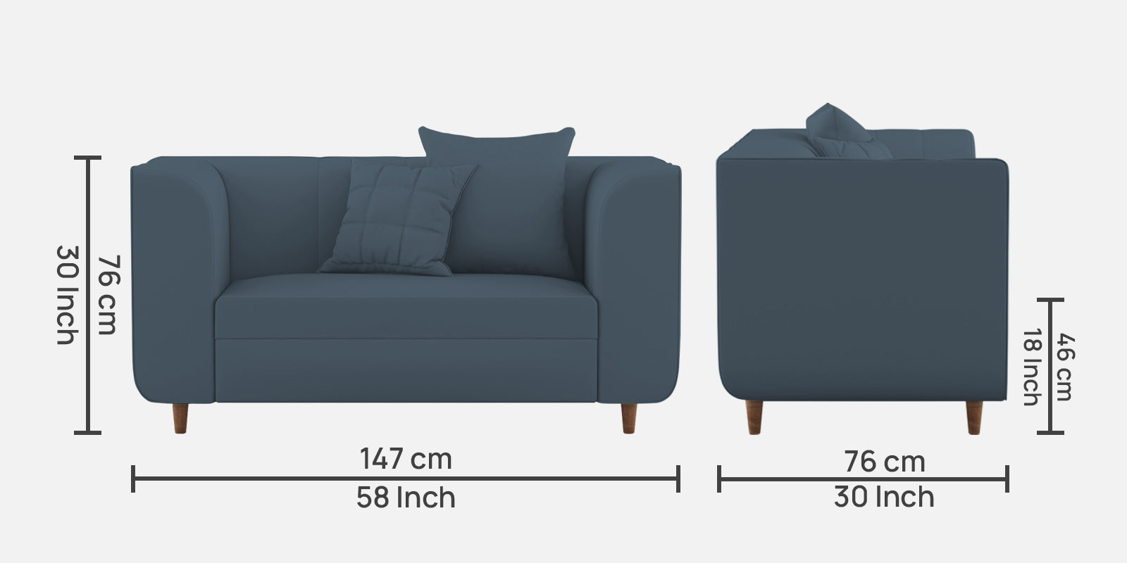 Sumo Velvet 2 Seater Sofa In Oxford Blue Colour - Febonic Living
