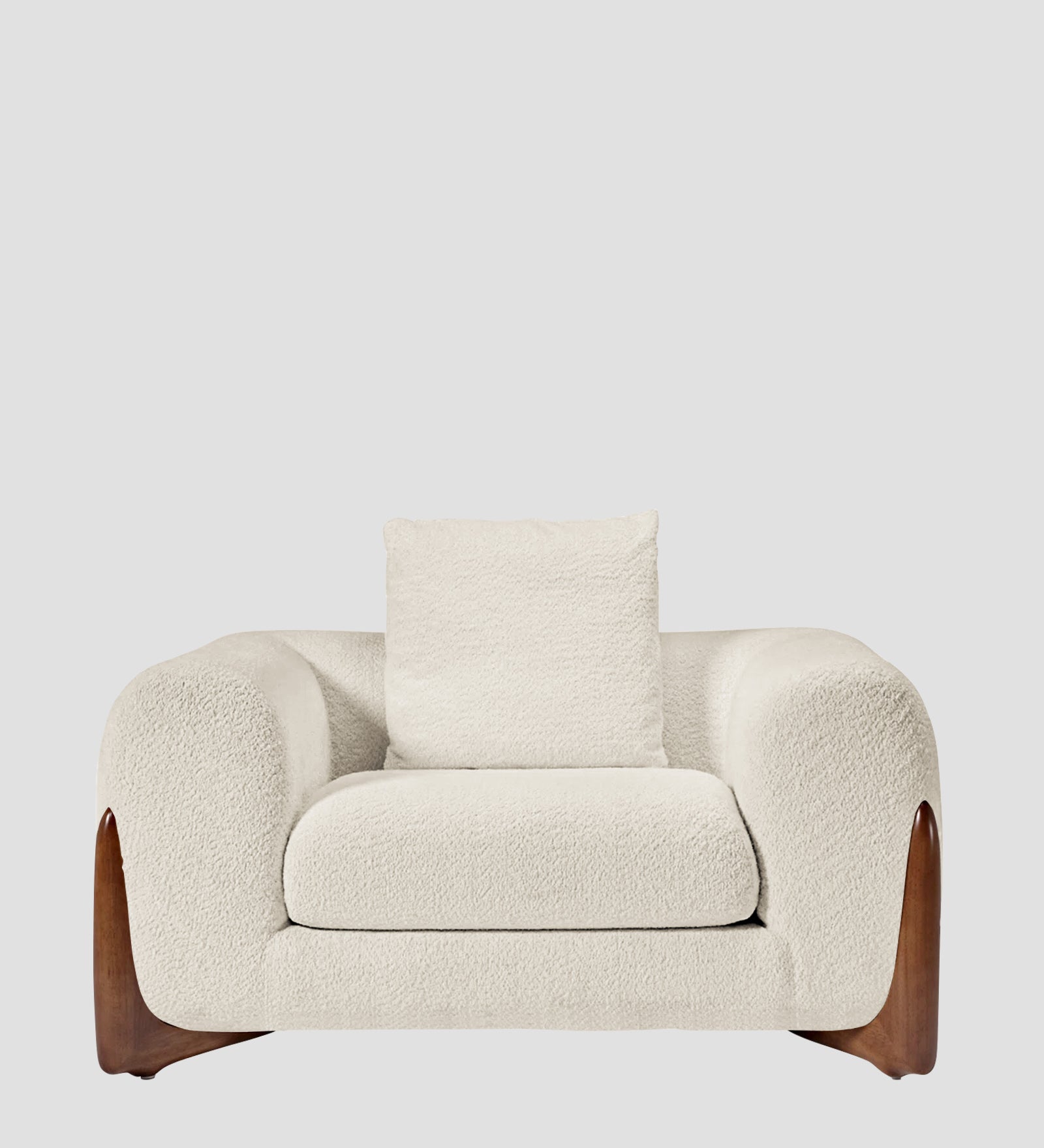 Boko Boucle 1 Seater Sofa In Shell White Colour - Febonic Living