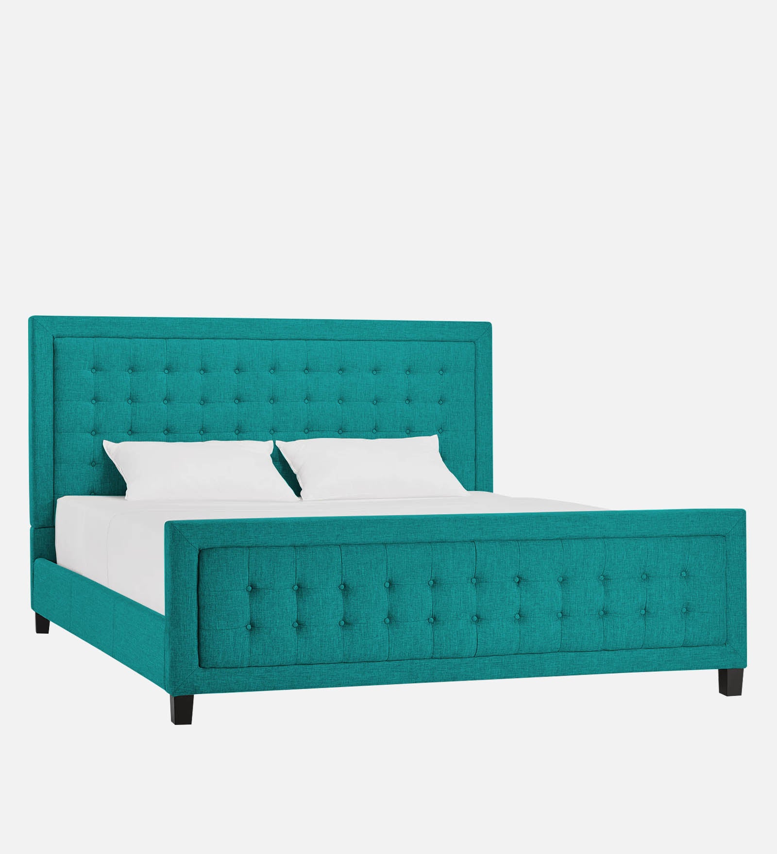 Kaster Fabric King Size Bed In Sea Green Colour - Febonic Living