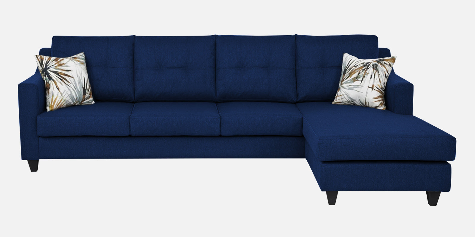 Welly Fabric LHS Sectional Sofa (3+Lounger) In Royal Blue Colour - Febonic Living
