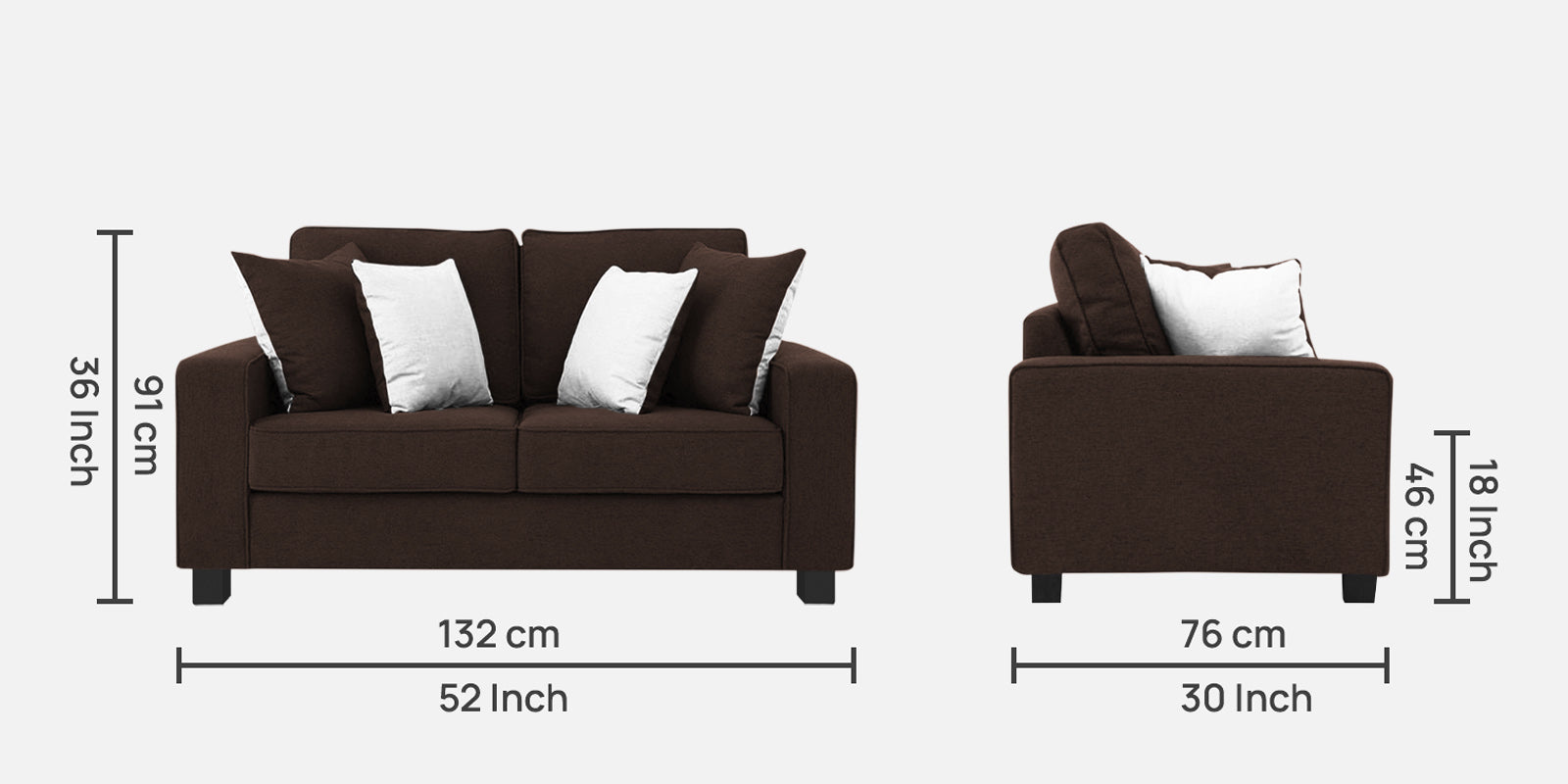 Ladybug Fabric 2 Seater Sofa In Coffee Brown Colour - Febonic Living