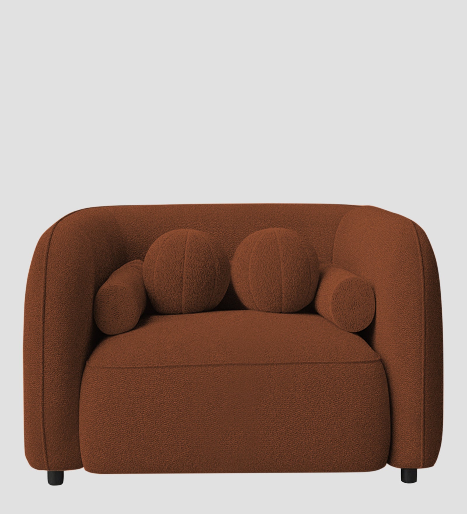 Corny Boucle Fabric 1 Seater Sofa In Rust Orange Colour - Febonic Living