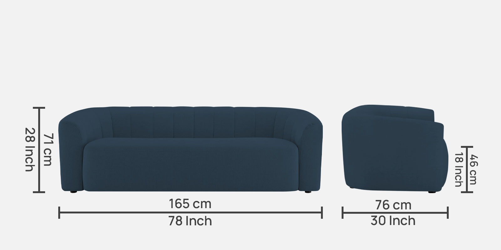 Mara Fabric 3 Seater Sofa In Light Blue Colour - Febonic Living