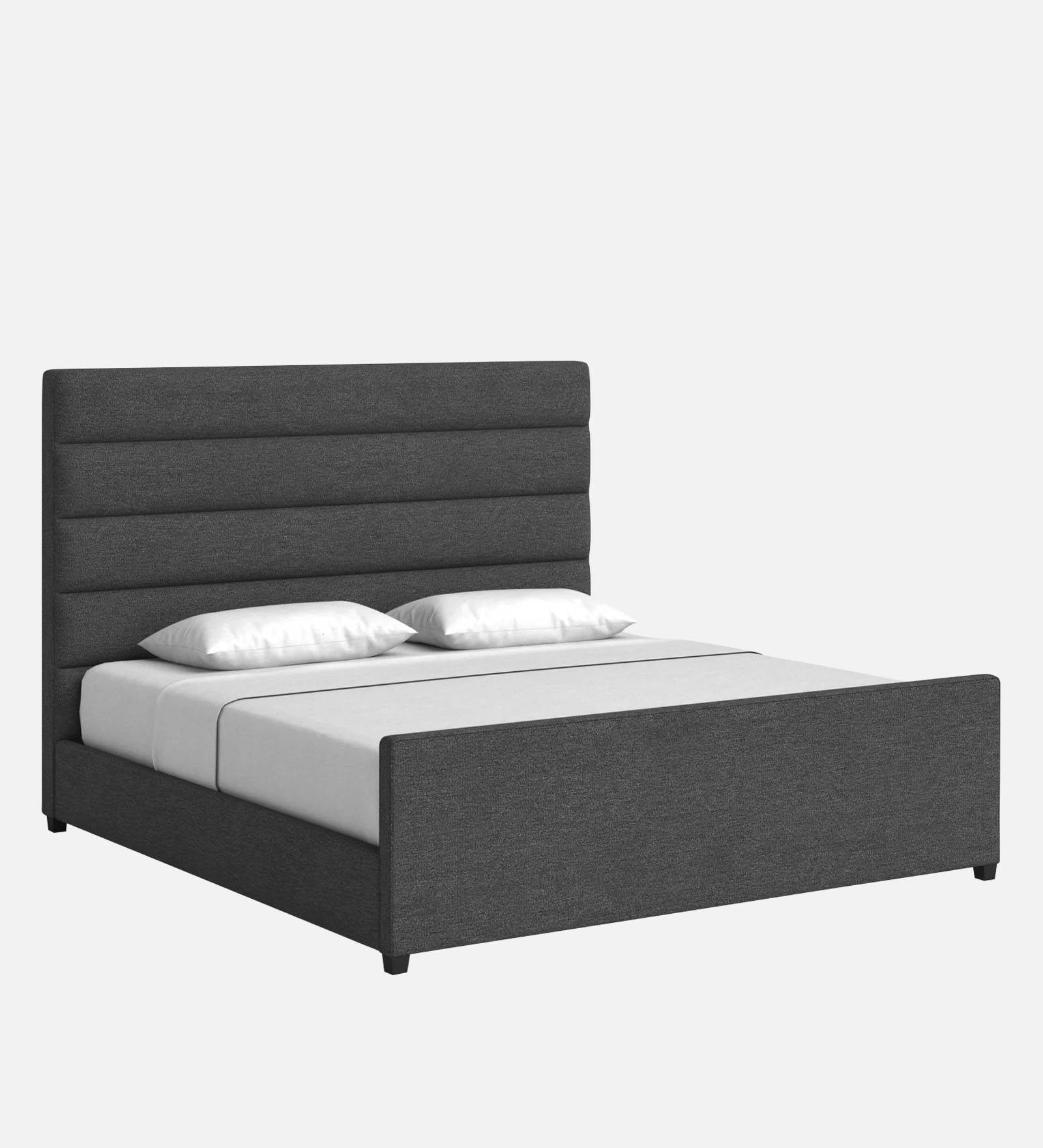 Pollen Fabric Queen Size Bed In Charcoal Grey Colour - Febonic Living