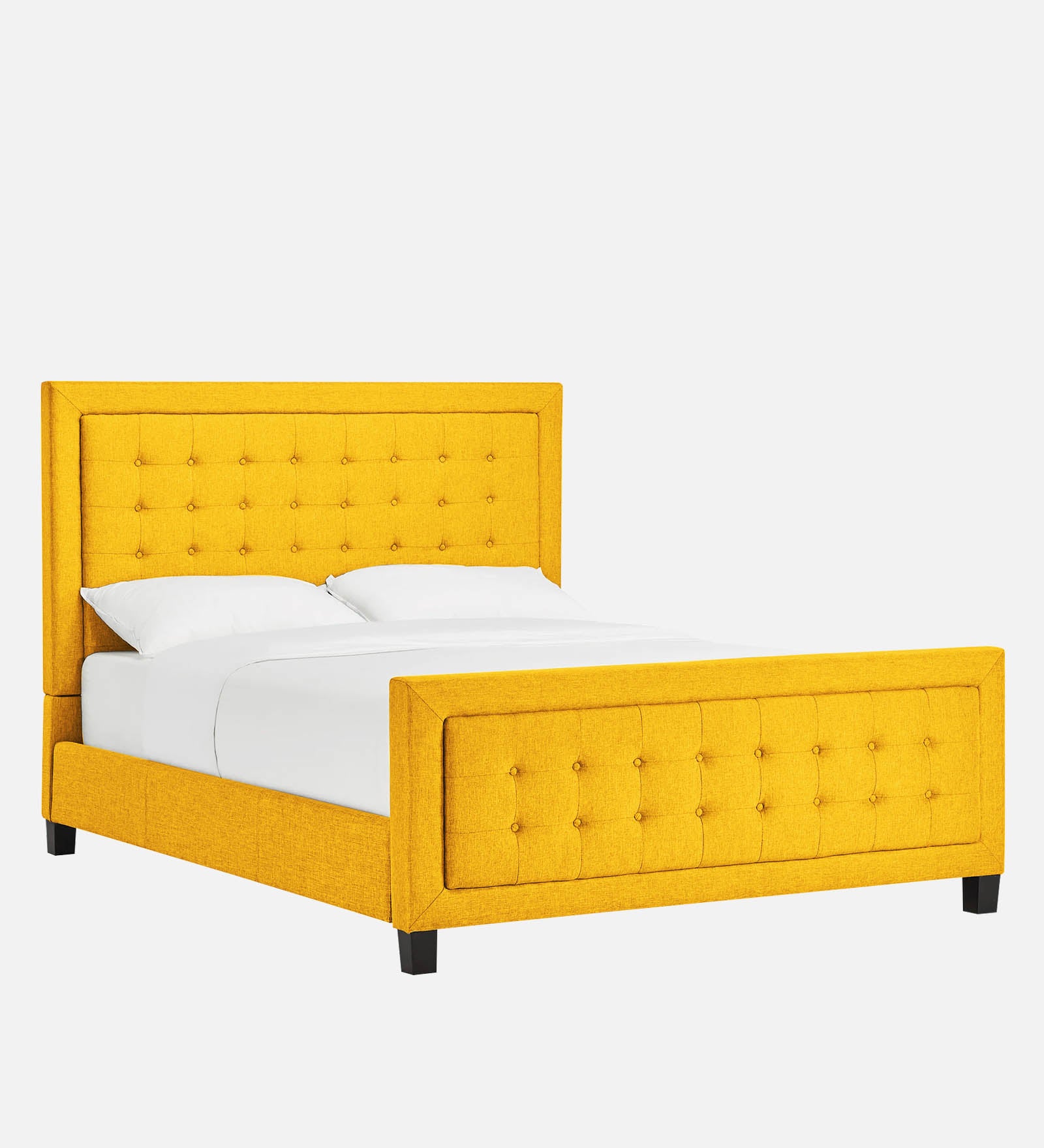 Kaster Fabric Queen Size Bed In Bold Yellow Colour - Febonic Living
