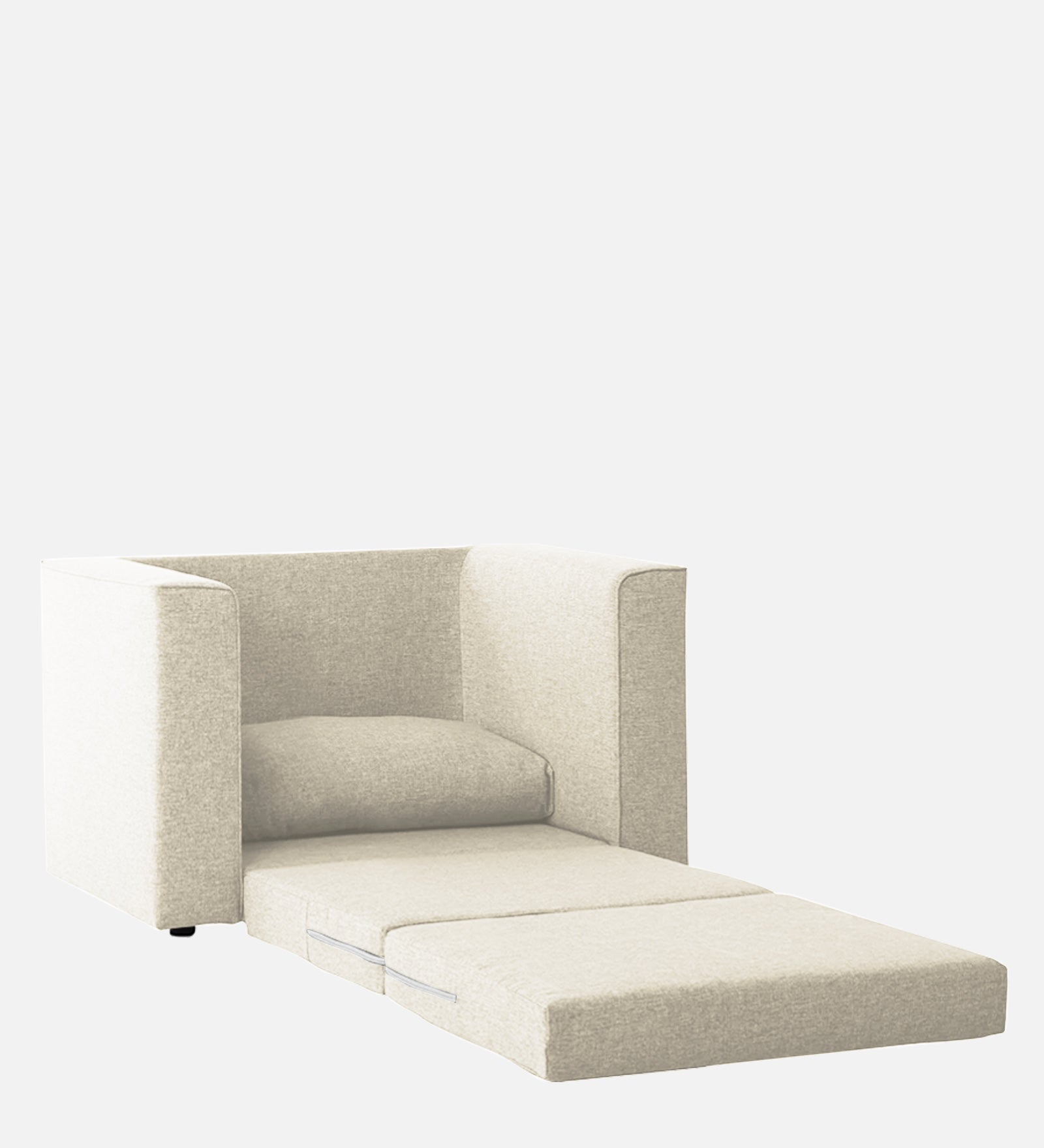 Kenia Fabric 1 Seater Foldable Sofa Cum Bed In Ivory cream Colour - Febonic Living