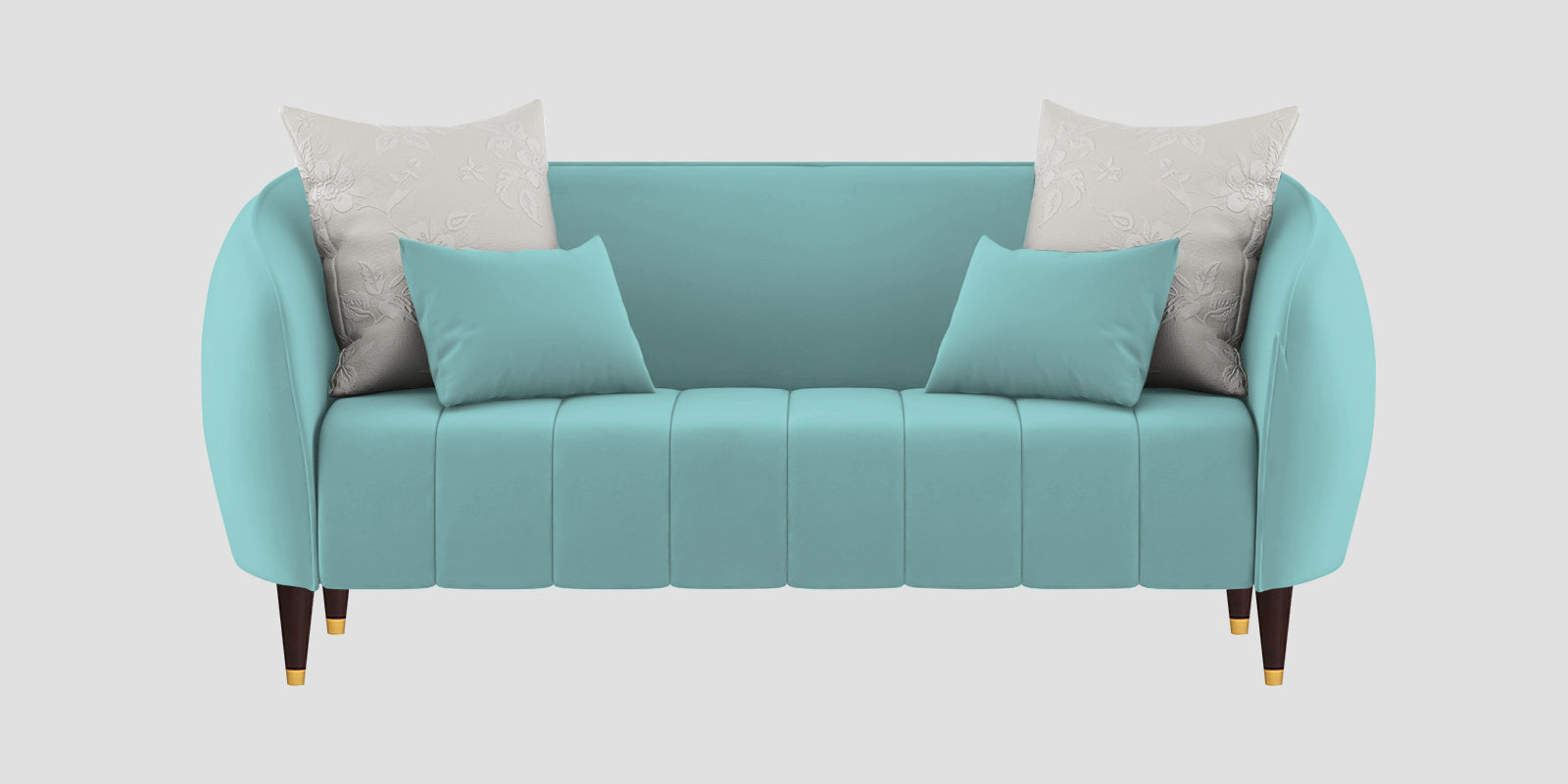 Hairo Velvet 2 Seater Sofa In Barmunda Aqua Colour - Febonic Living