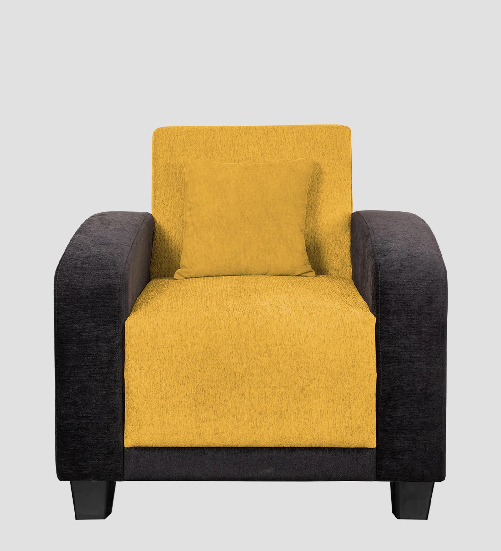 Alex Fabric 1 Seater Sofa In Bold Yellow Colour - Febonic Living