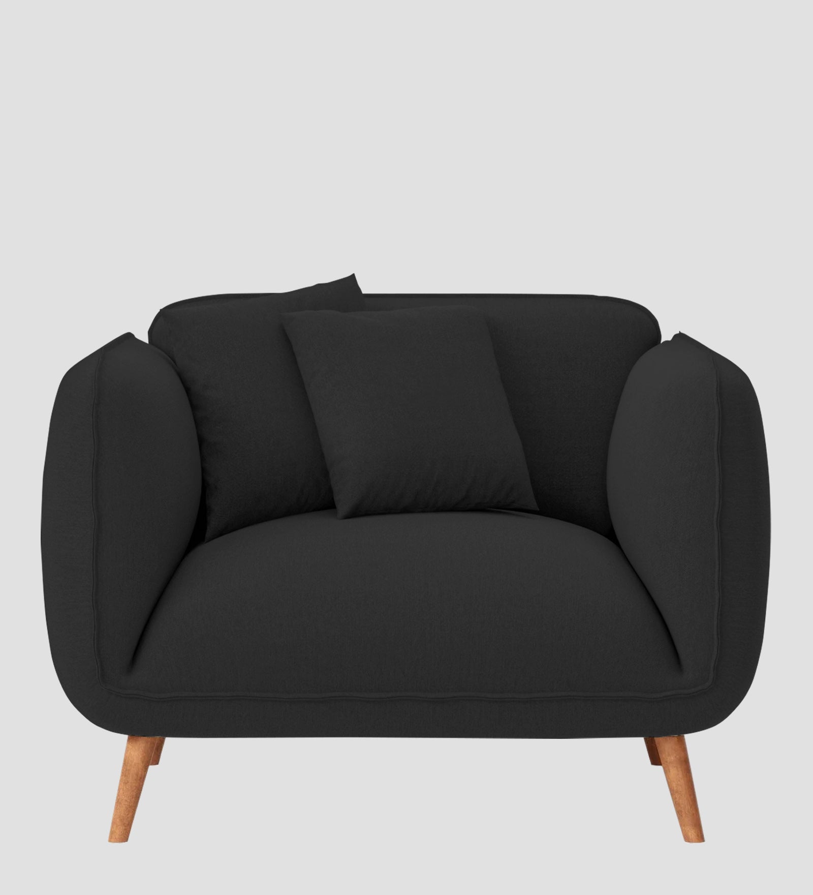 Zia Fabric 1 Seater Sofa In Bitter Black Colour - Febonic Living