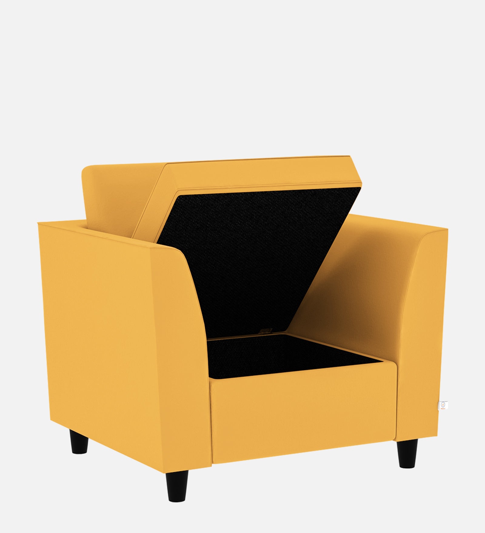 Bristo Velvet 1 Seater Sofa In Turmeric Yellow Colour With Storage - Febonic Living