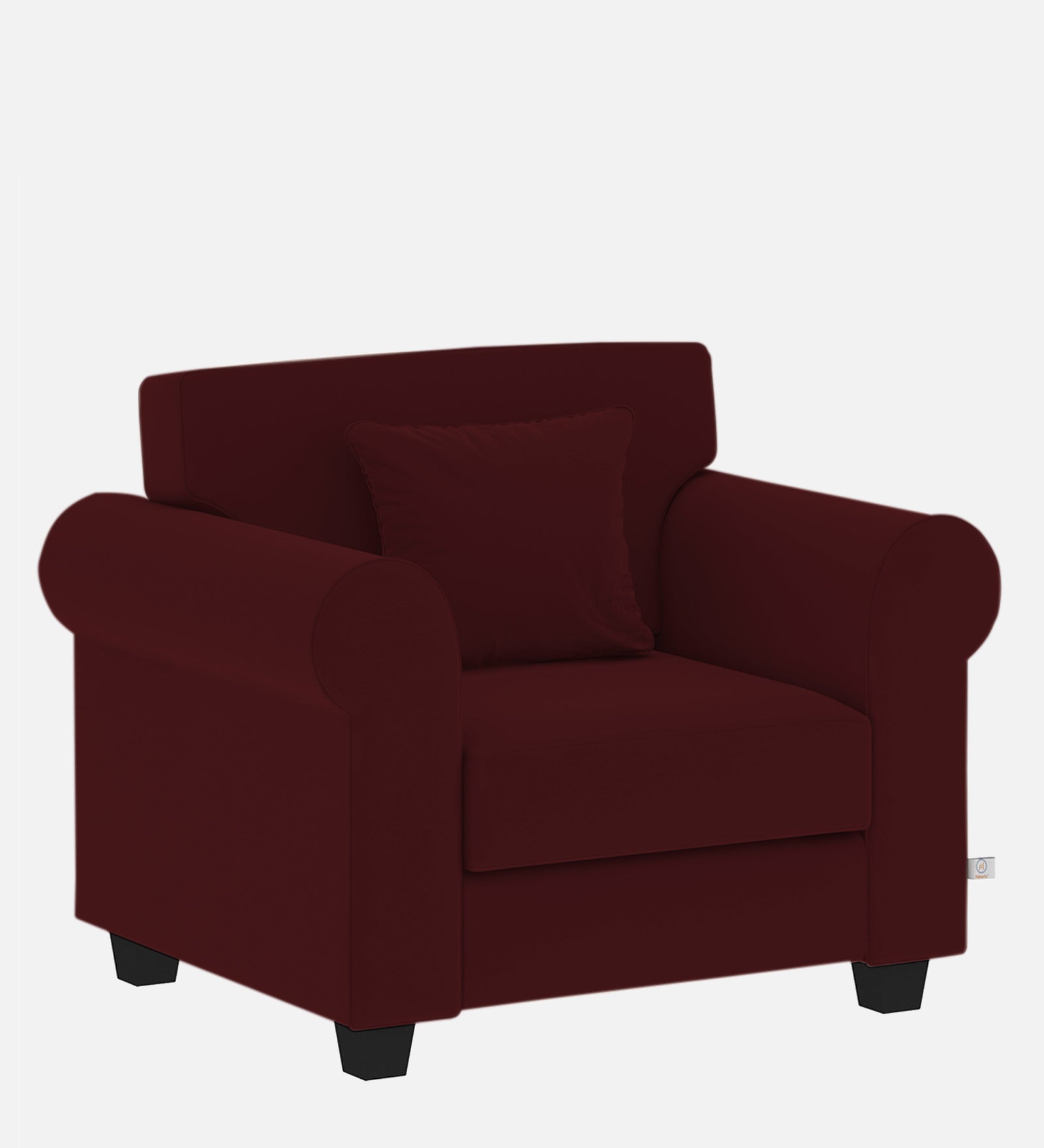 Numonk Velvet 1 Seater Sofa In Dark Maroon Colour - Febonic Living