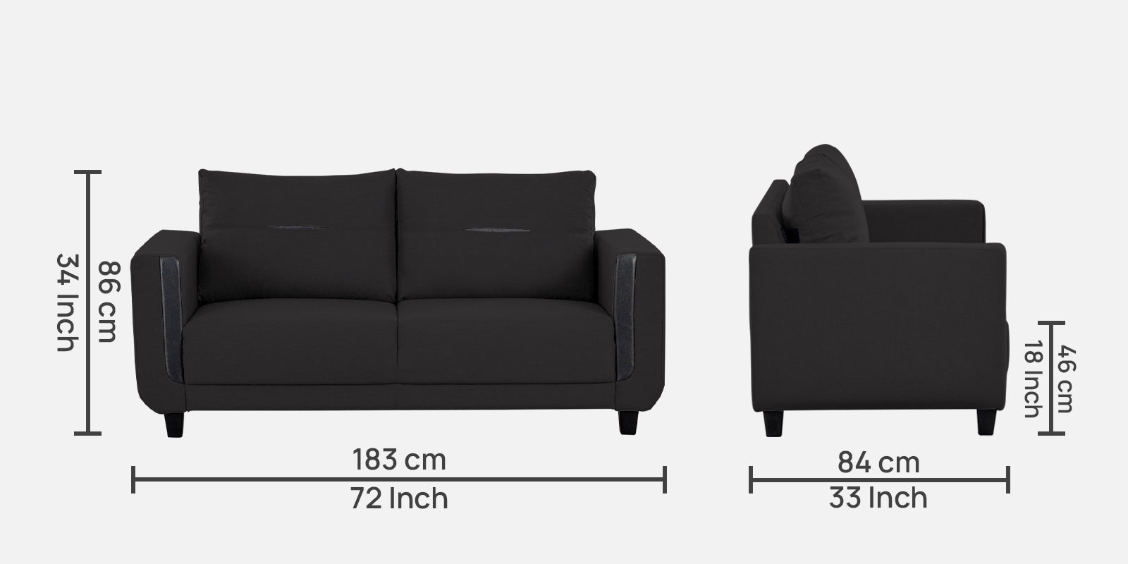 Perry Fabric 3 Seater Sofa In Maba Grey Colour - Febonic Living