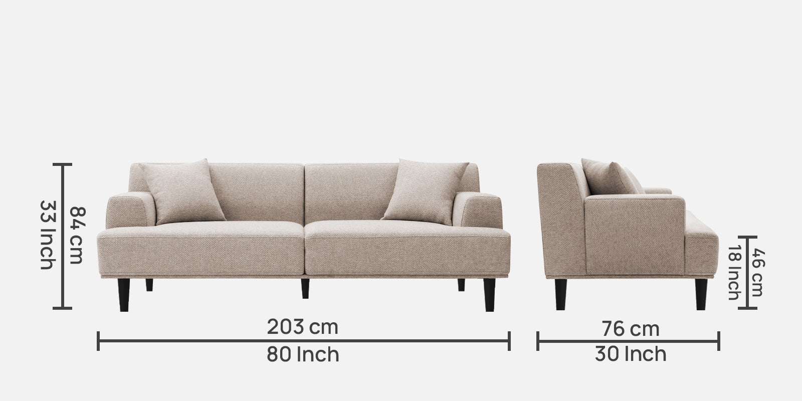 Cobby Fabric 3 Seater Sofa In Natural Beige Colour - Febonic Living