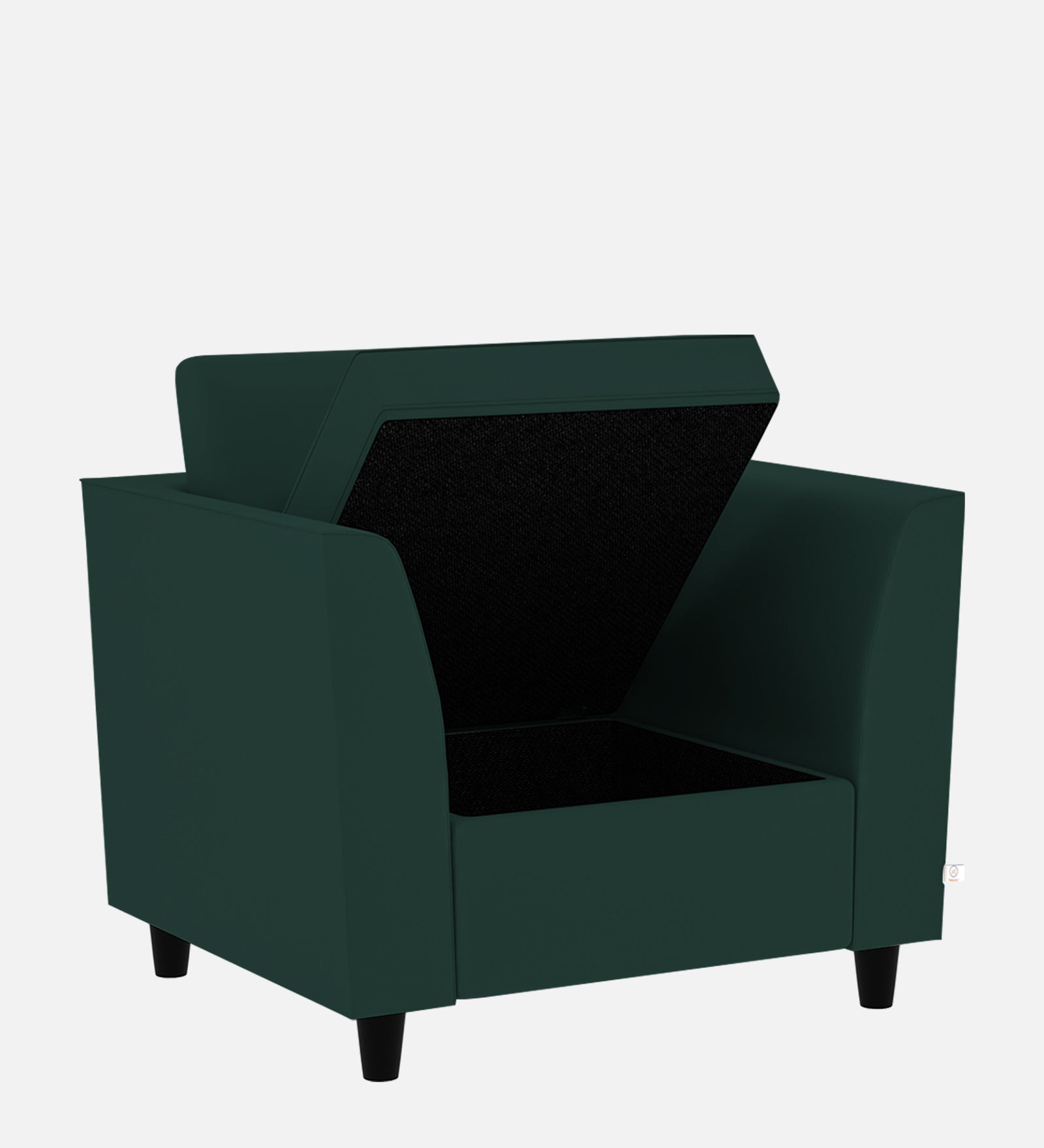 Bristo Velvet 1 Seater Sofa In Forest Green Colour With Storage - Febonic Living