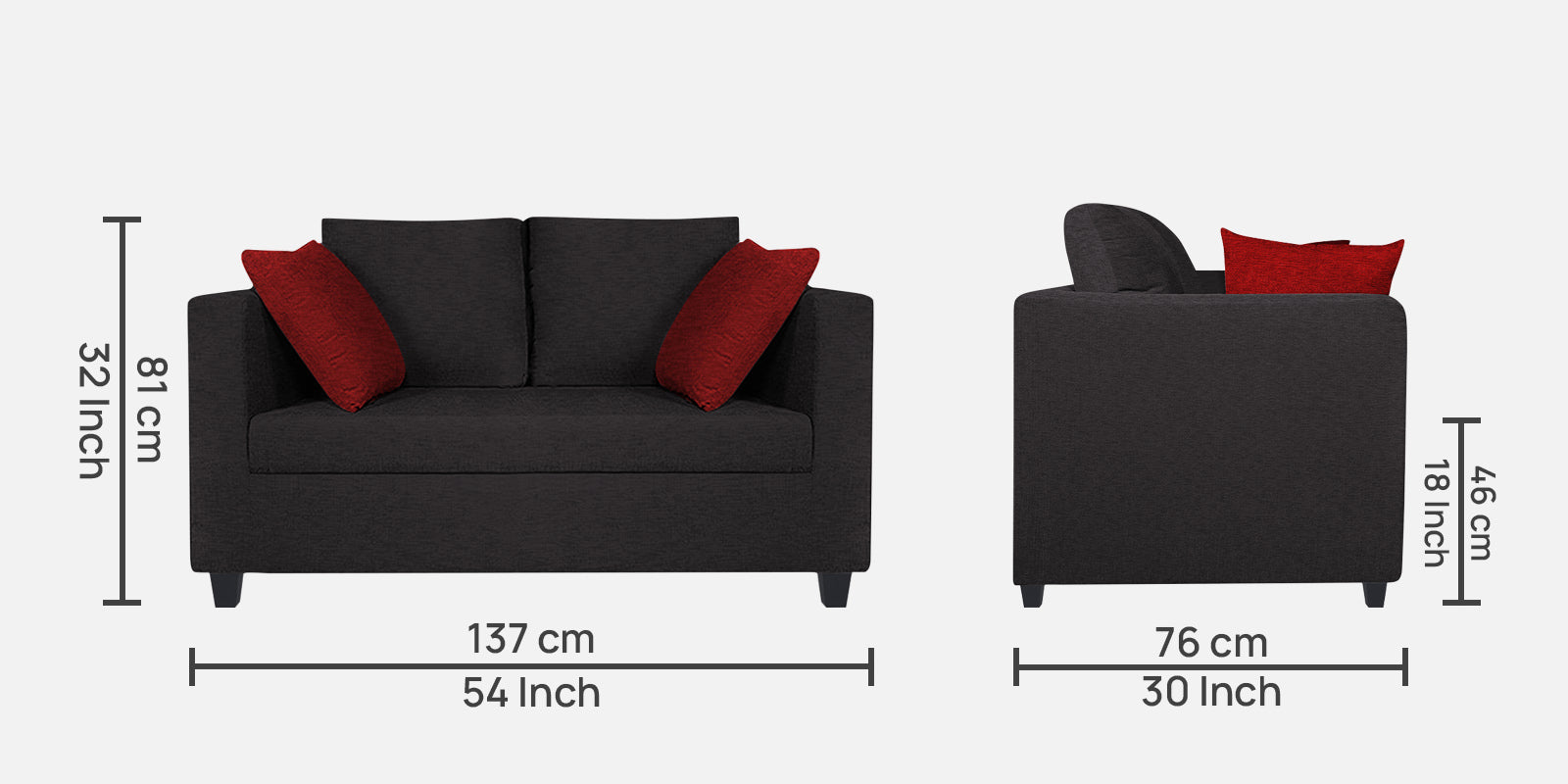 Nuska Fabric 2 Seater Sofa In Maba Grey Colour - Febonic Living