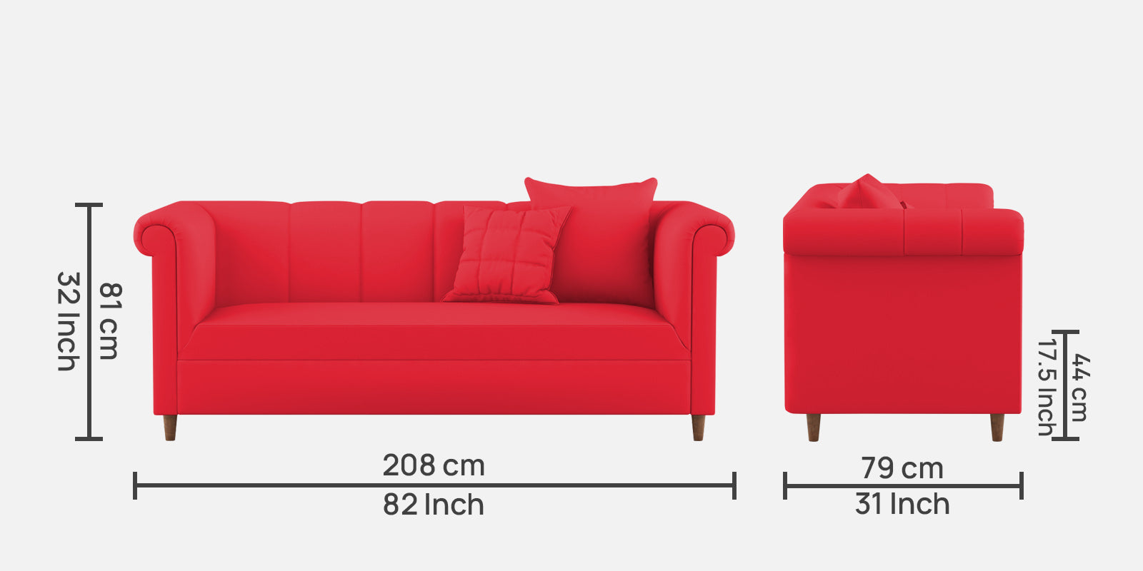Rubi Velvet 3 Seater Sofa In Ox Blood Maroon Colour - Febonic Living