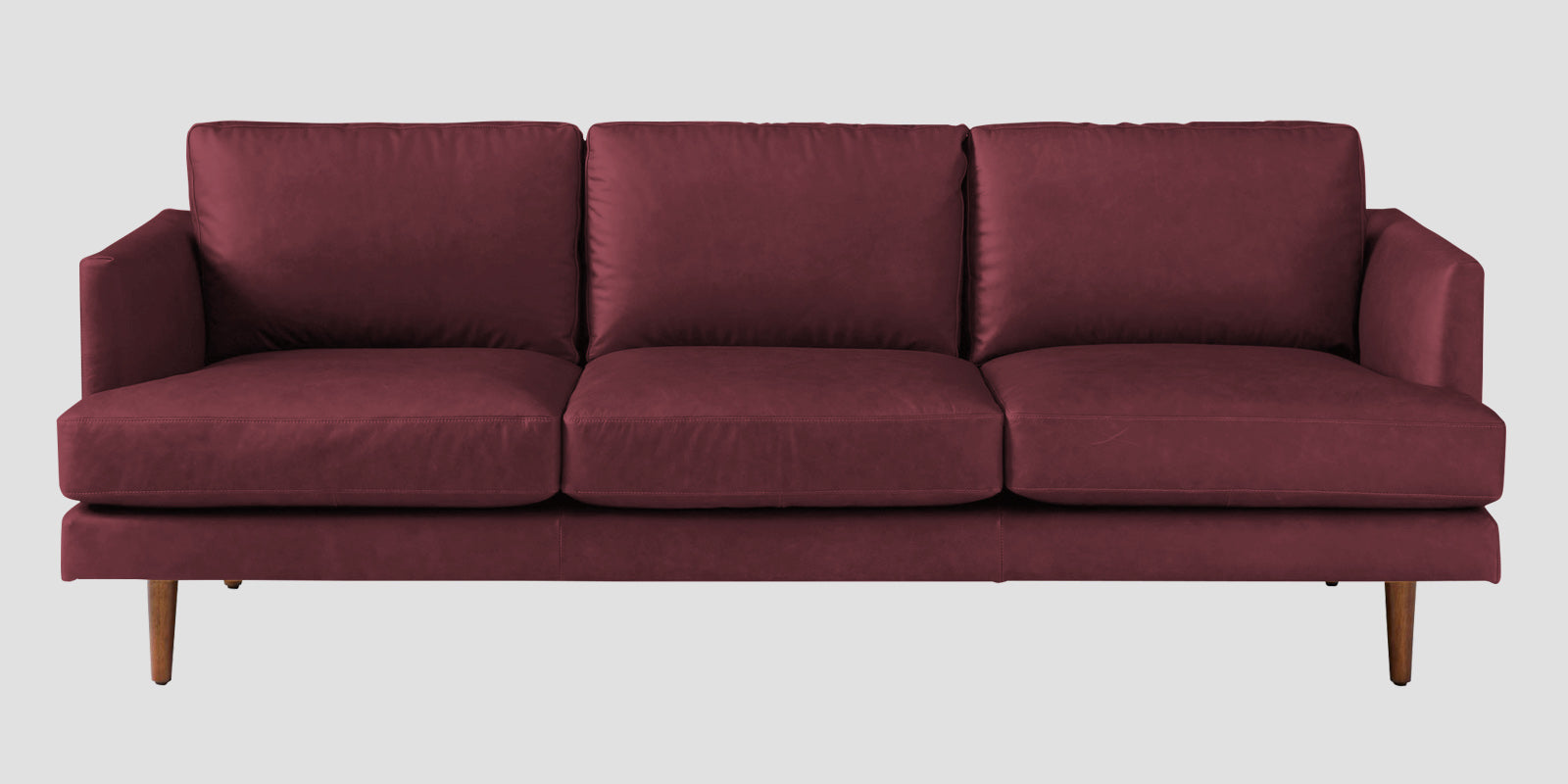 Sterio Leatherette 3 Seater Sofa In Burgundy Maroon Colour - Febonic Living