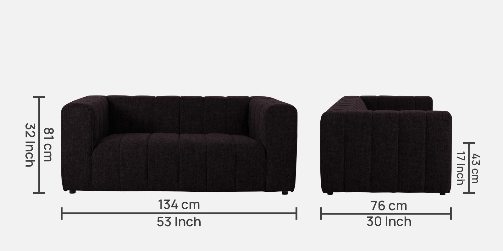 Lara Fabric 2 Seater Sofa In Cara Brown Colour - Febonic Living