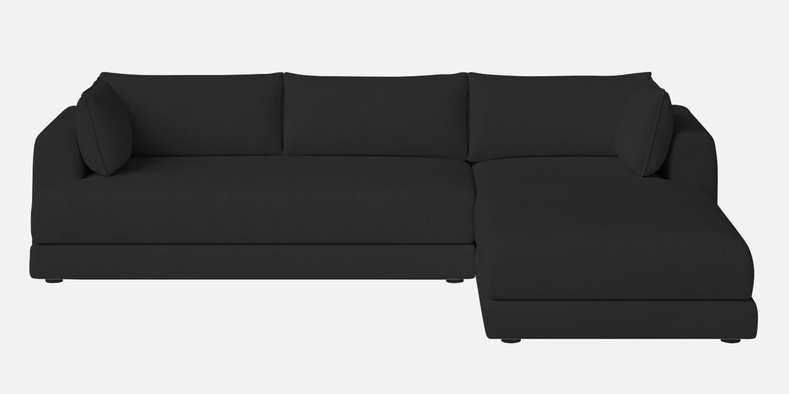 Ziggy Fabric LHS Sectional Sofa (3+Lounger) In Bitter Black Colour - Febonic Living