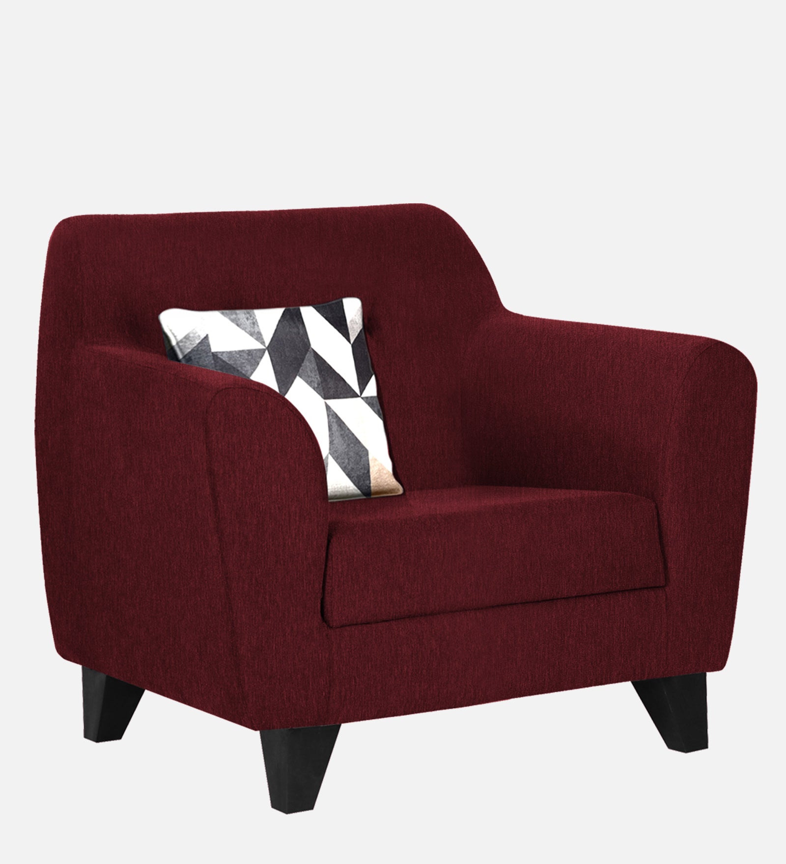 Melaan Fabric 1 Seater Sofa In Blood Maroon Colour - Febonic Living