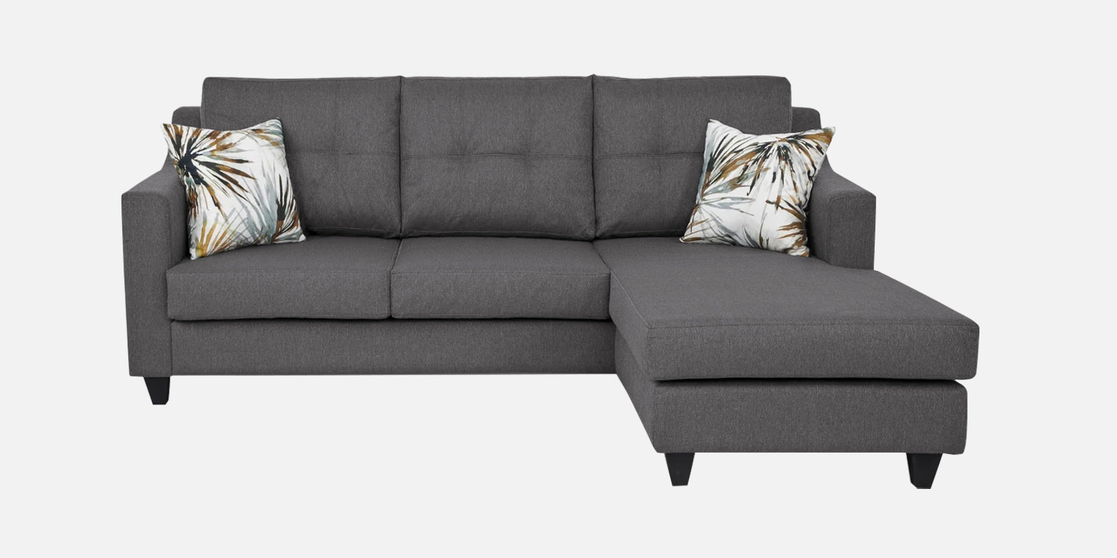 Welly Fabric LHS Sectional Sofa (2+Lounger) In Sudo Grey Colour