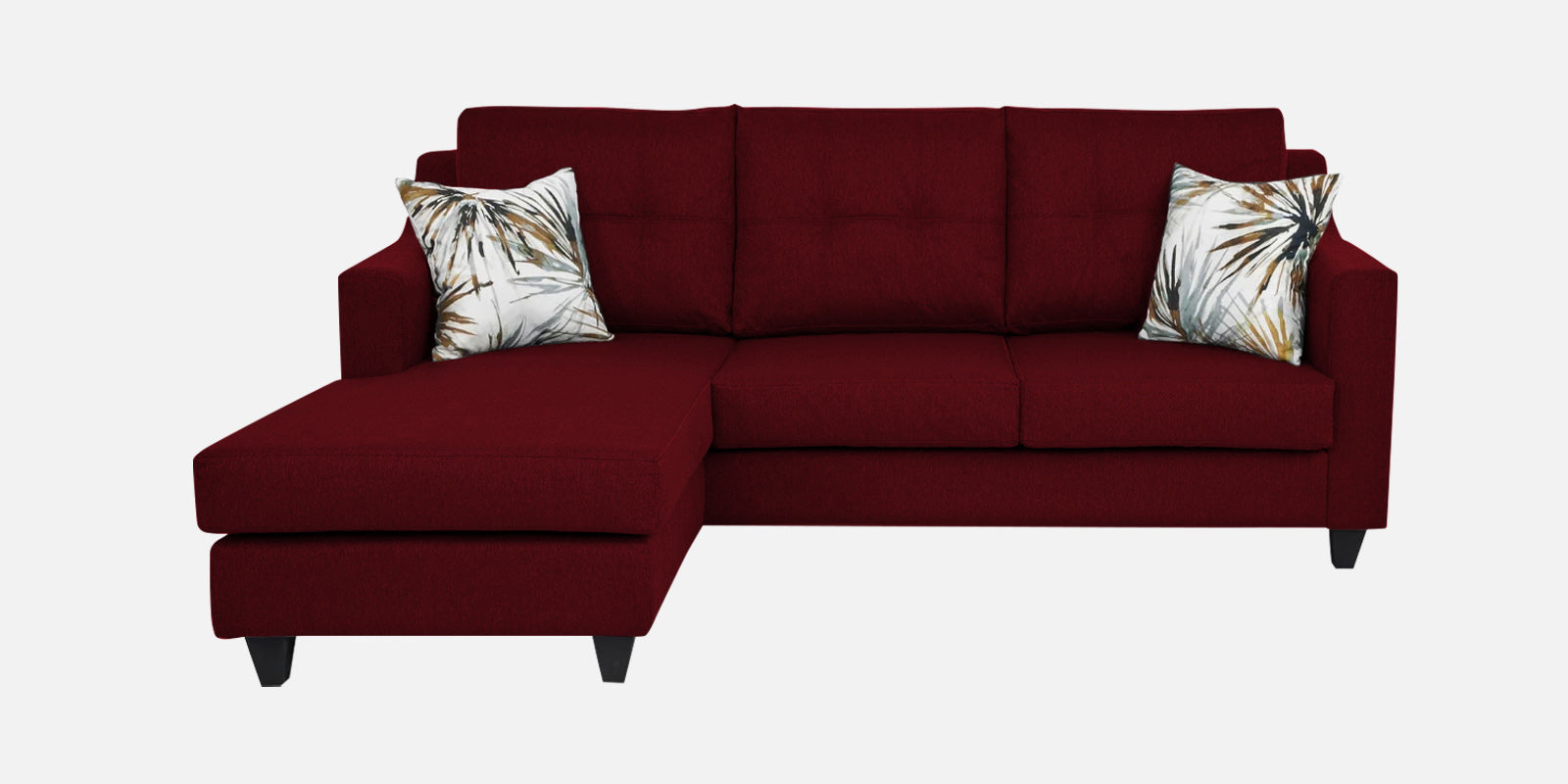 Welly Fabric RHS Sectional Sofa (2+Lounger) In Ruby Red Colour - Febonic Living
