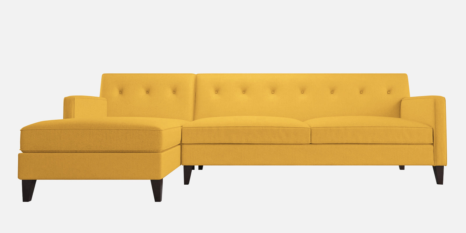 Miller Fabric RHS Sectional Sofa (3+Lounger) In Bold Yellow Colour - Febonic Living
