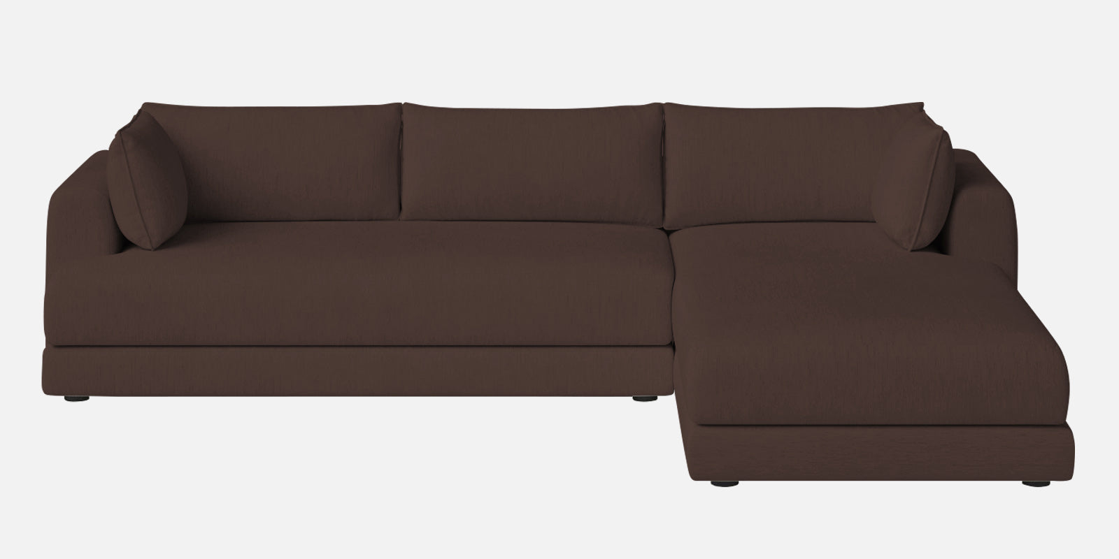 Ziggy Fabric LHS Sectional Sofa (3+Lounger) In Caramel Brown Colour - Febonic Living