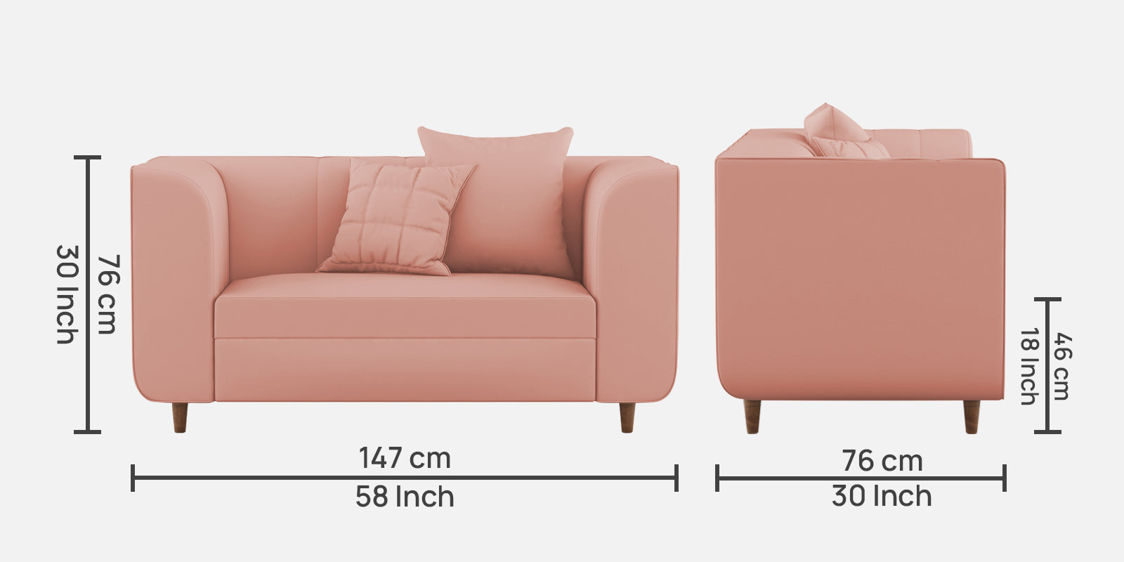 Sumo Velvet 2 Seater Sofa In Blush Pink Colour - Febonic Living