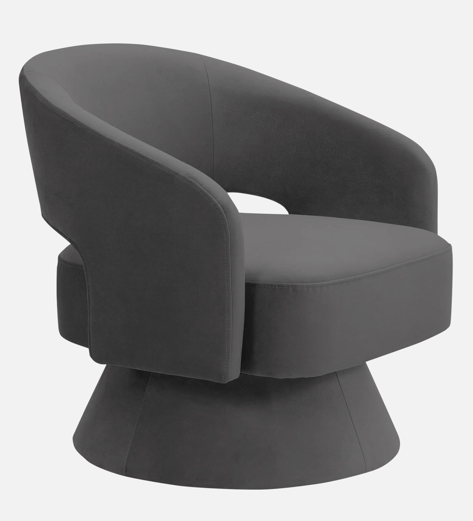 Pendra Velvet Swivel Chair In Davy Grey Colour - Febonic Living