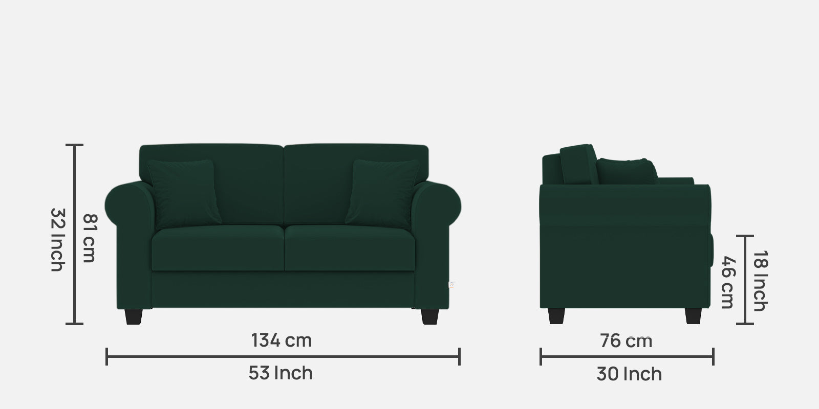 Numonk Velvet 2 Seater Sofa In Forest Green Colour - Febonic Living