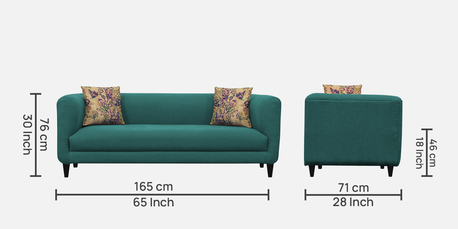 Niki Fabric 3 Seater Sofa In Sea Green Colour - Febonic Living
