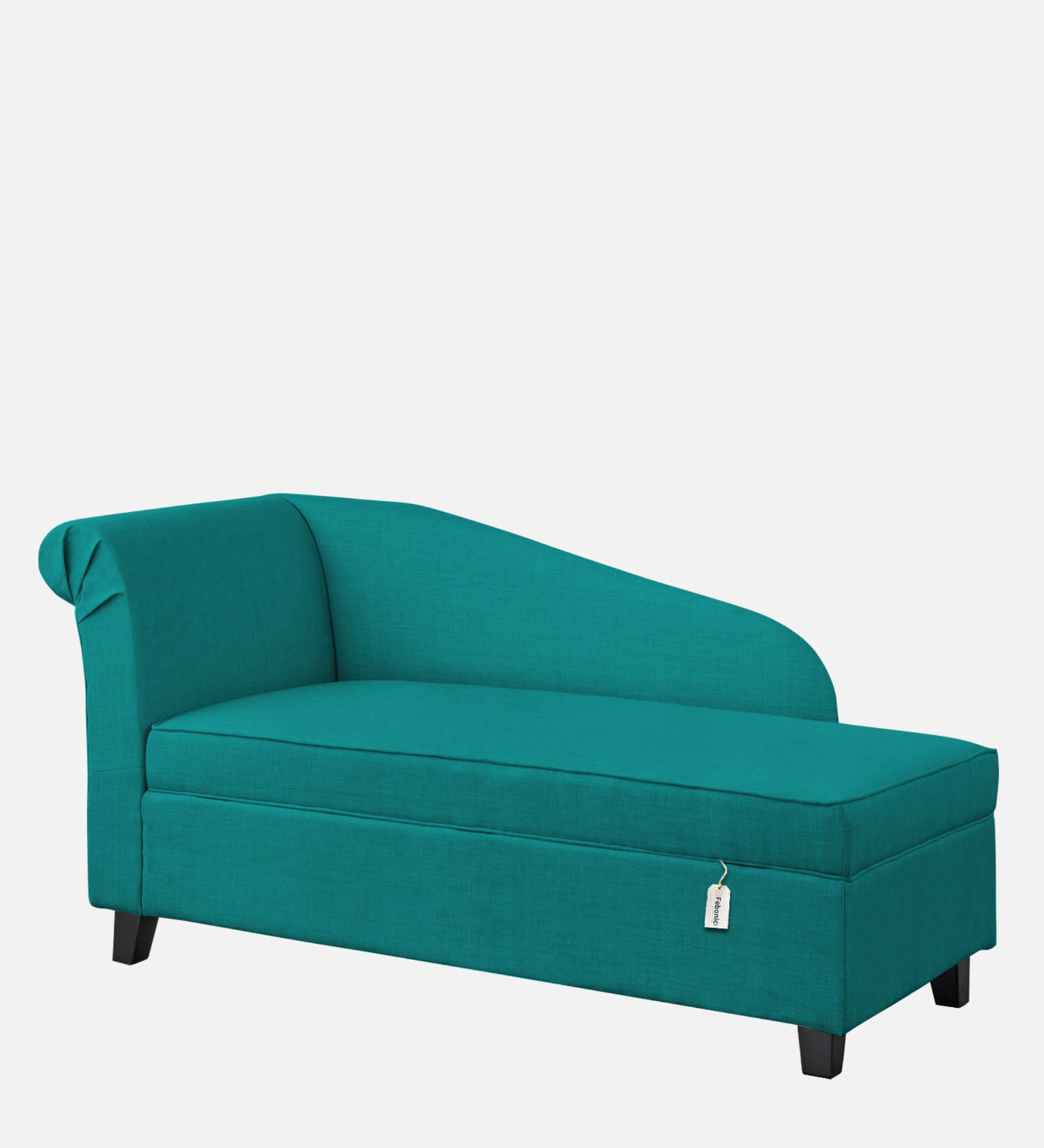 Toppy Fabric RHS Chaise Lounger In Sea Green Colour With Storage - Febonic Living