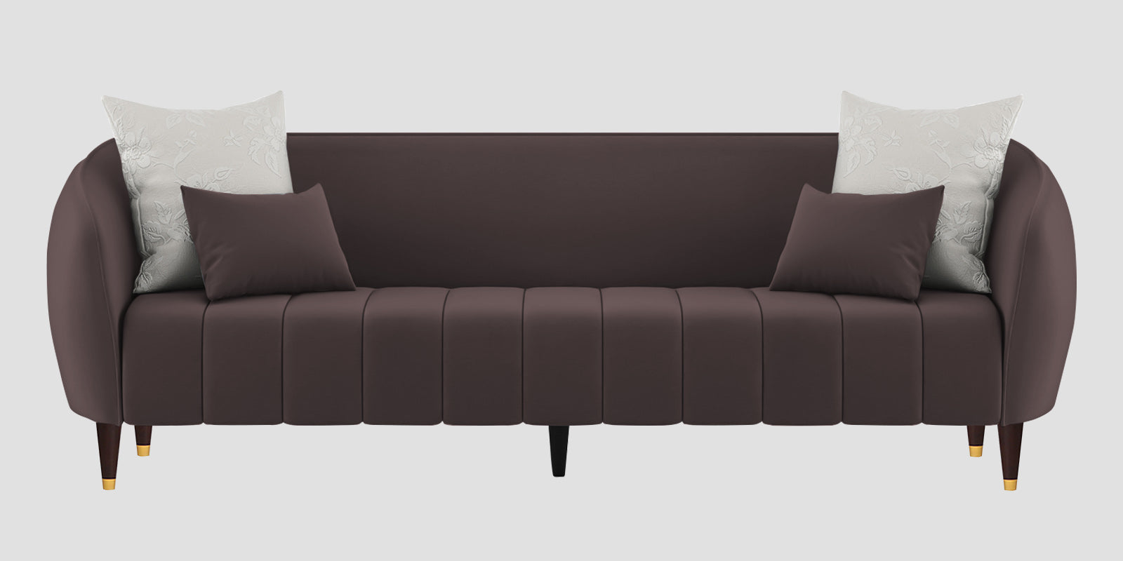 Hairo Velvet 3 Seater Sofa In Mocha Brown Colour