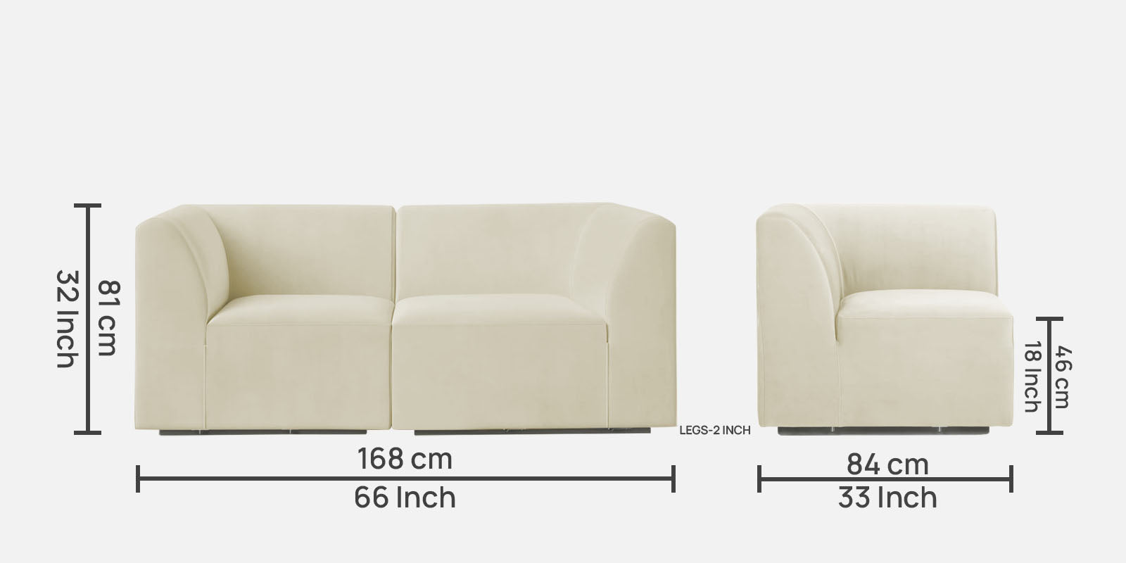 Bufa Velvet 2 Seater Sofa In Warm White Colour - Febonic Living