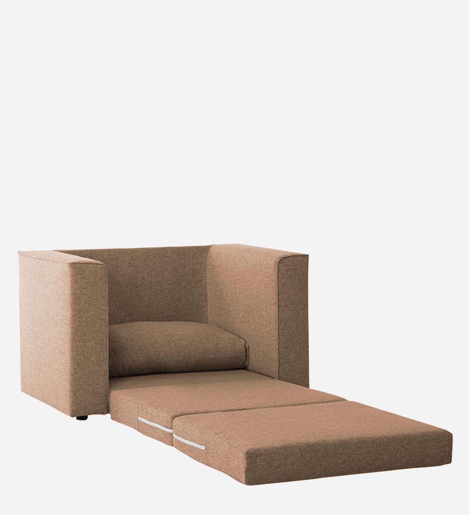 Kenia Fabric 1 Seater Foldable Sofa Cum Bed In Cosmic Beige Colour - Febonic Living