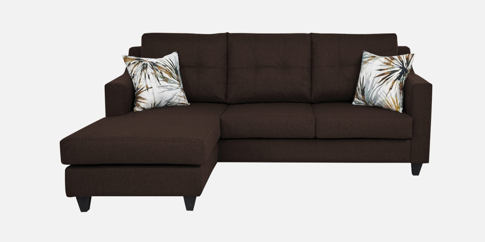 Welly Fabric RHS Sectional Sofa (2+Lounger) In Coffee Brown Colour - Febonic Living