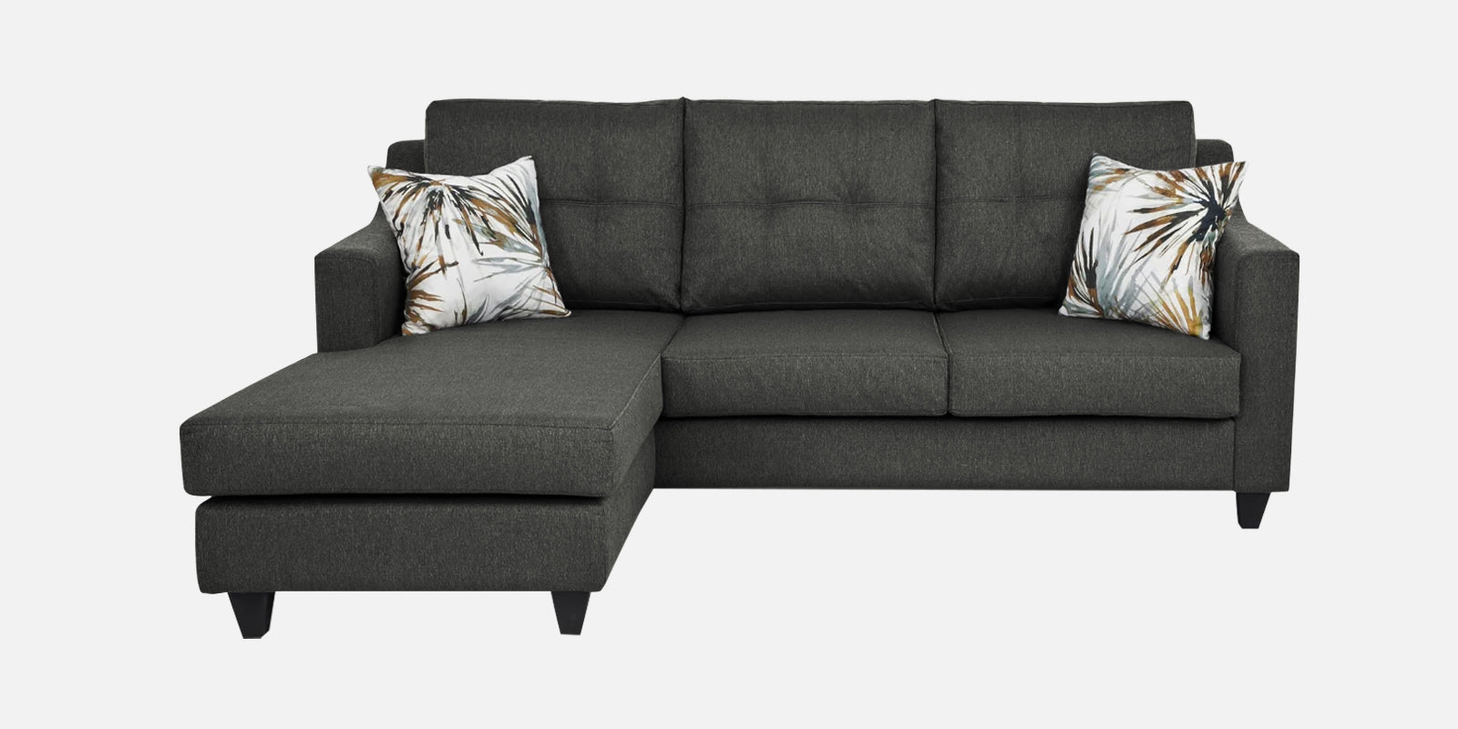 Welly Fabric RHS Sectional Sofa (2+Lounger) In Charcoal Grey Colour - Febonic Living