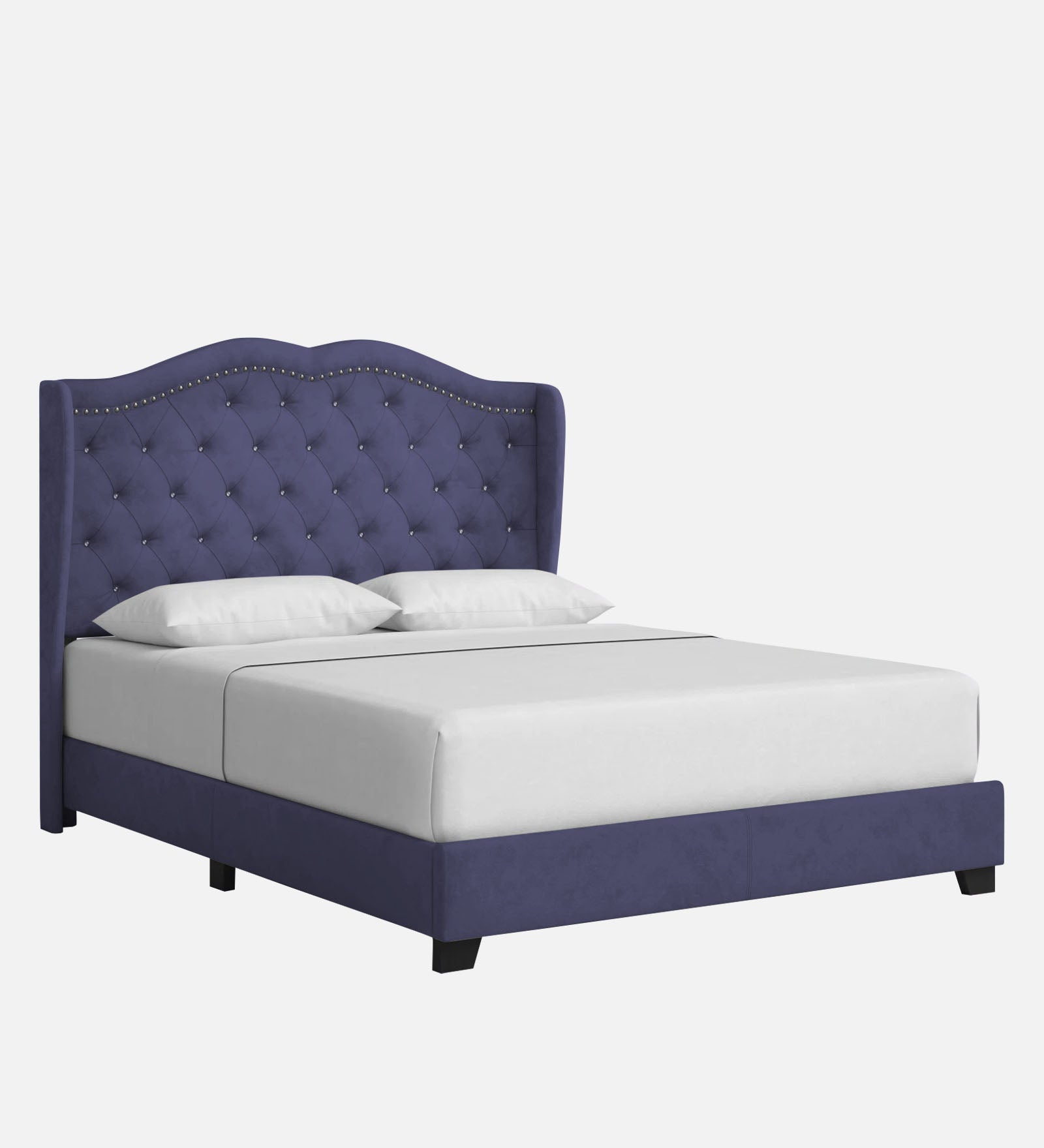 Blake Fabric Queen Size Bed in Slate Blue Colour - Febonic Living