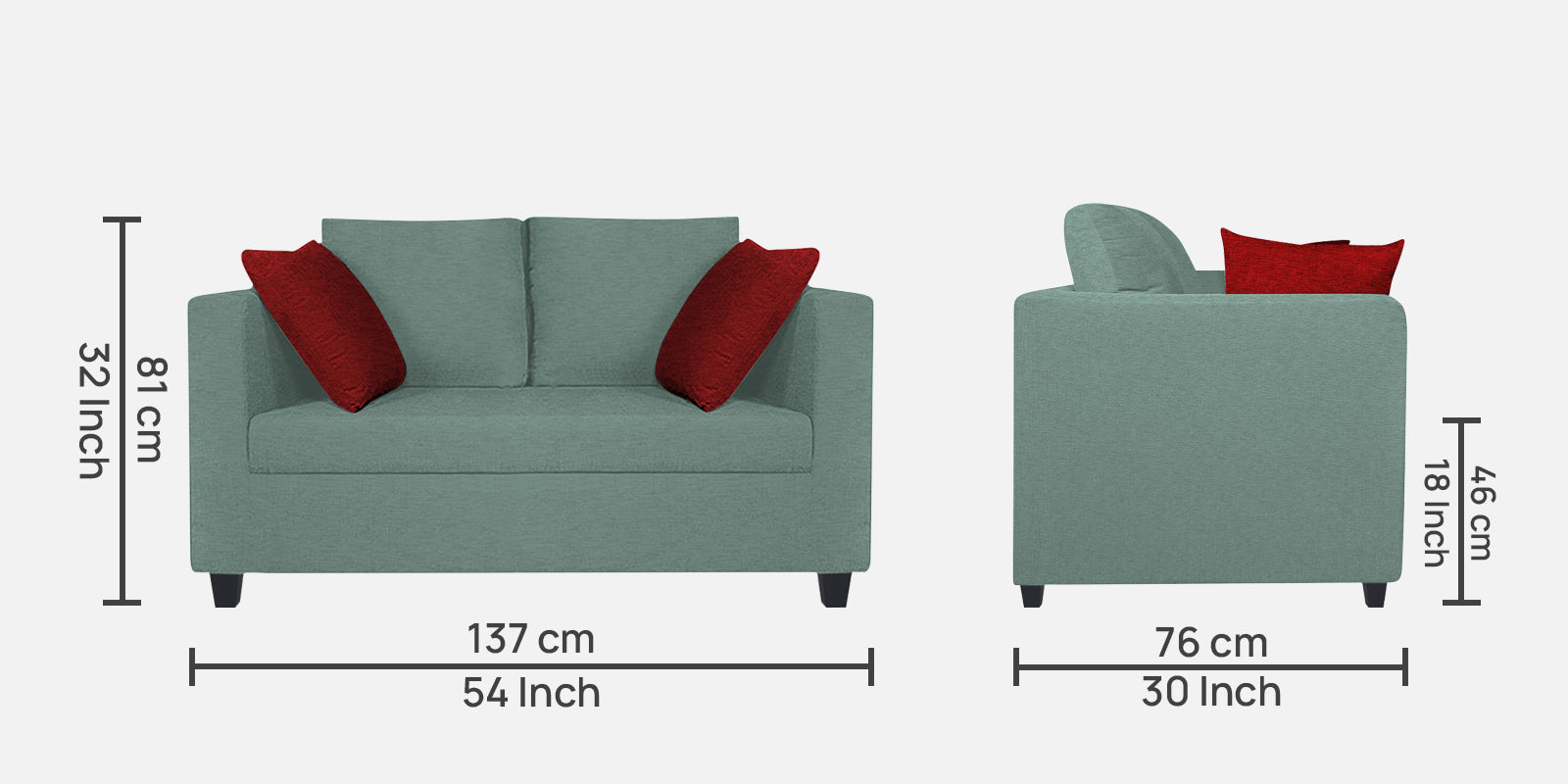 Nuska Fabric 2 Seater Sofa In Suka Grey Colour - Febonic Living