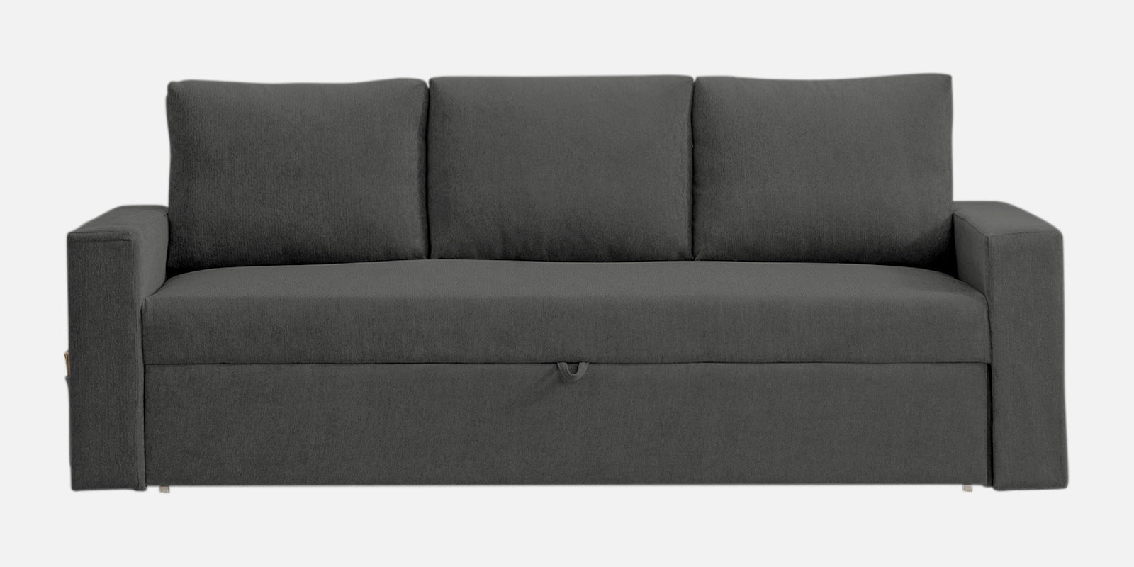 Kara Fabric 3 Seater Pull Out Sofa Cum Bed In Charcoal Gray Colour - Febonic Living