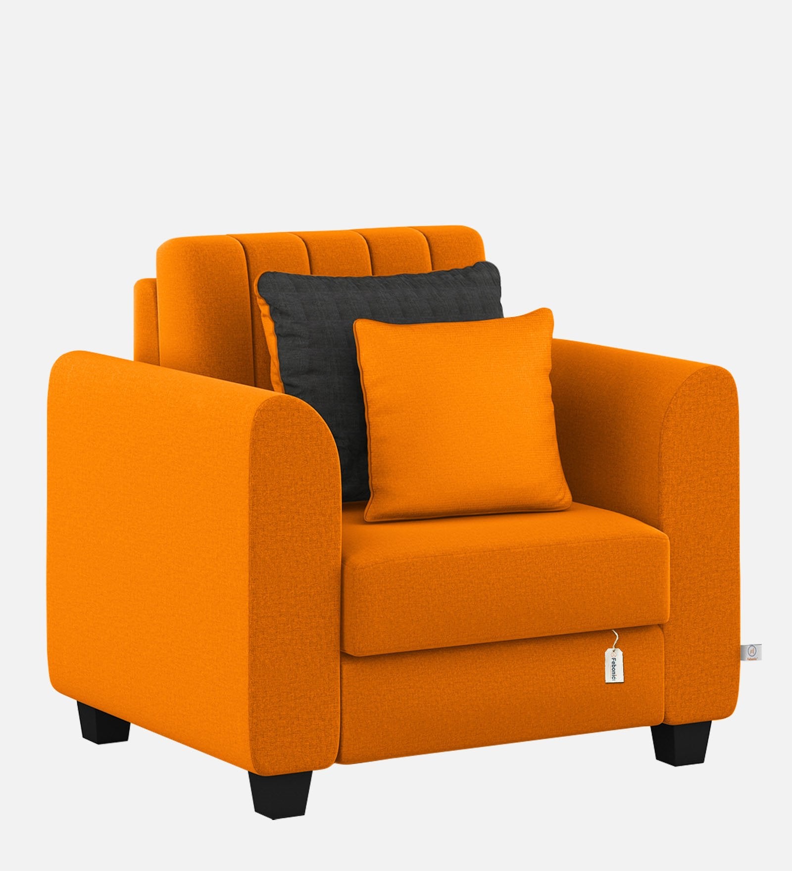 Cosmic Fabric 1 Seater Sofa in Vivid Orange Colour