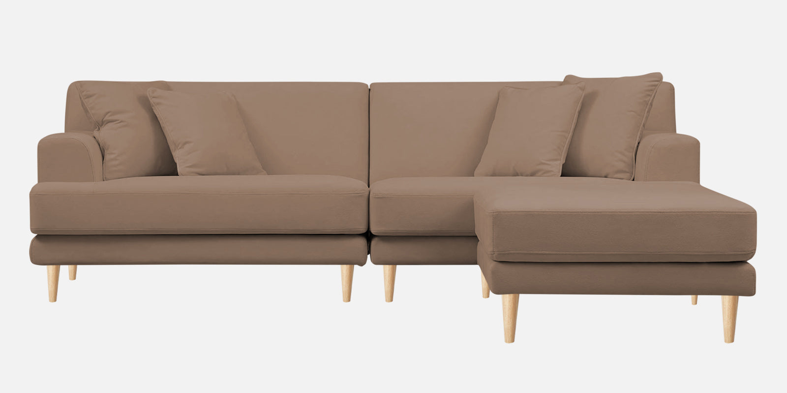 Woody Fabric LHS Sectional Sofa (3+Lounger) In Wheat Beige Colour - Febonic Living