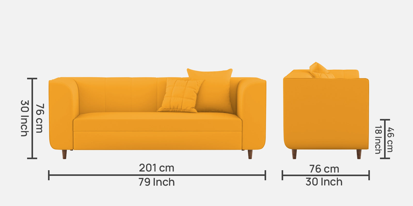 Sumo Velvet 3 Seater Sofa In Safforn Yellow Colour - Febonic Living