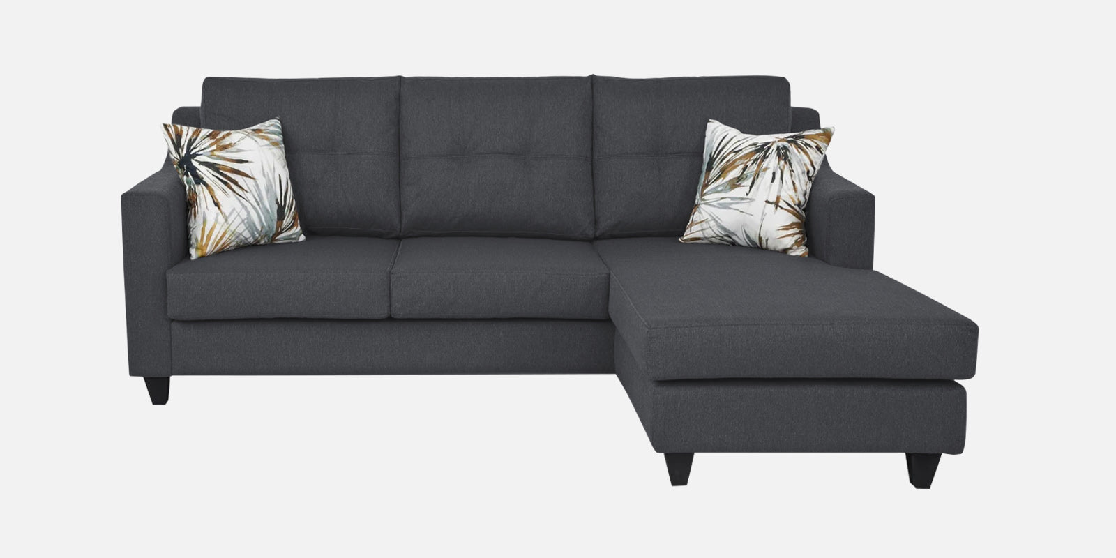 Welly Fabric LHS Sectional Sofa (2+Lounger) In Maba Grey Colour - Febonic Living
