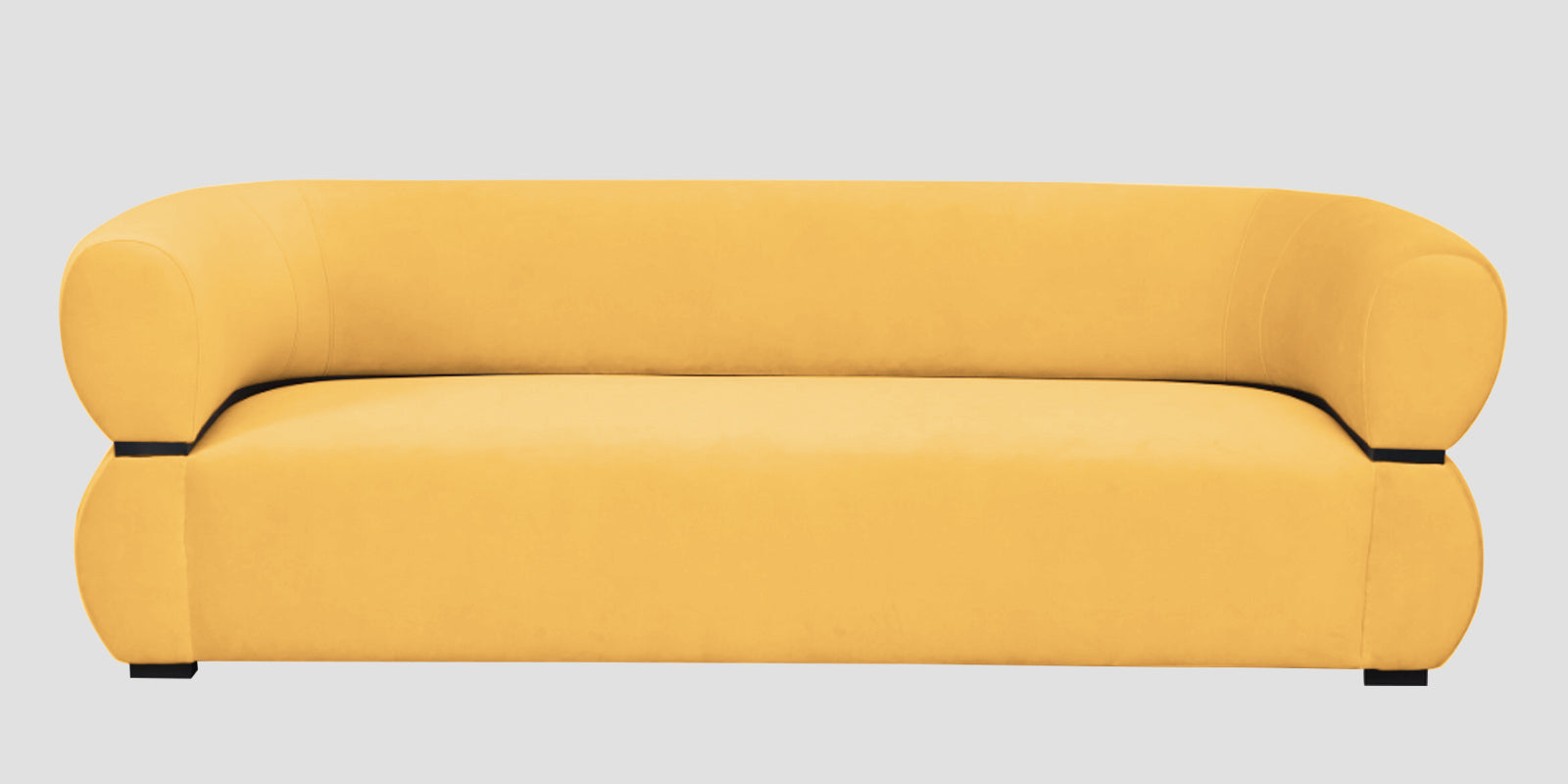 Kula Velvet 3 Seater Sofa In Turmeric Yellow Colour - Febonic Living