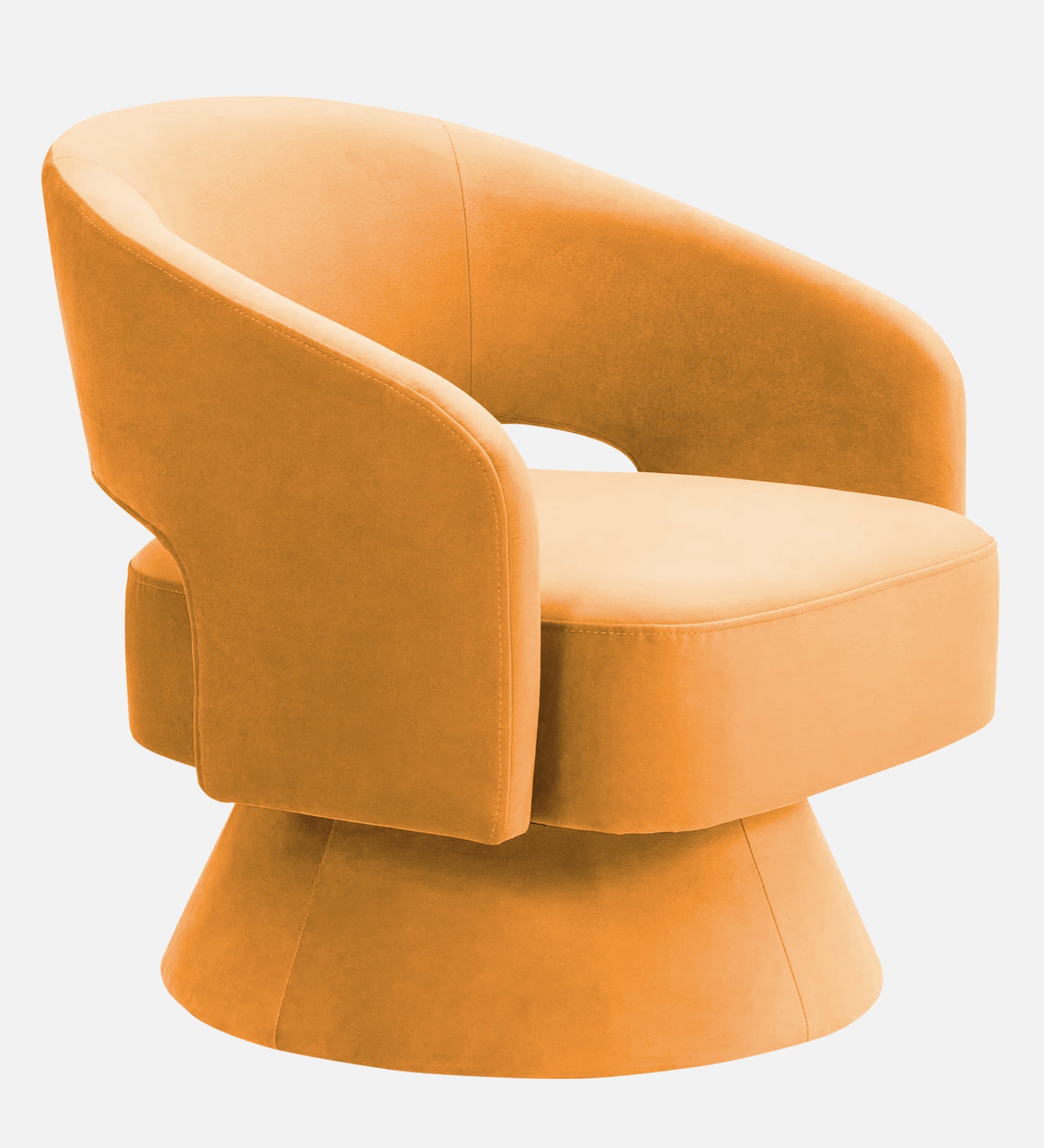Pendra Velvet Swivel Chair In Tangerine Orange Colour - Febonic Living