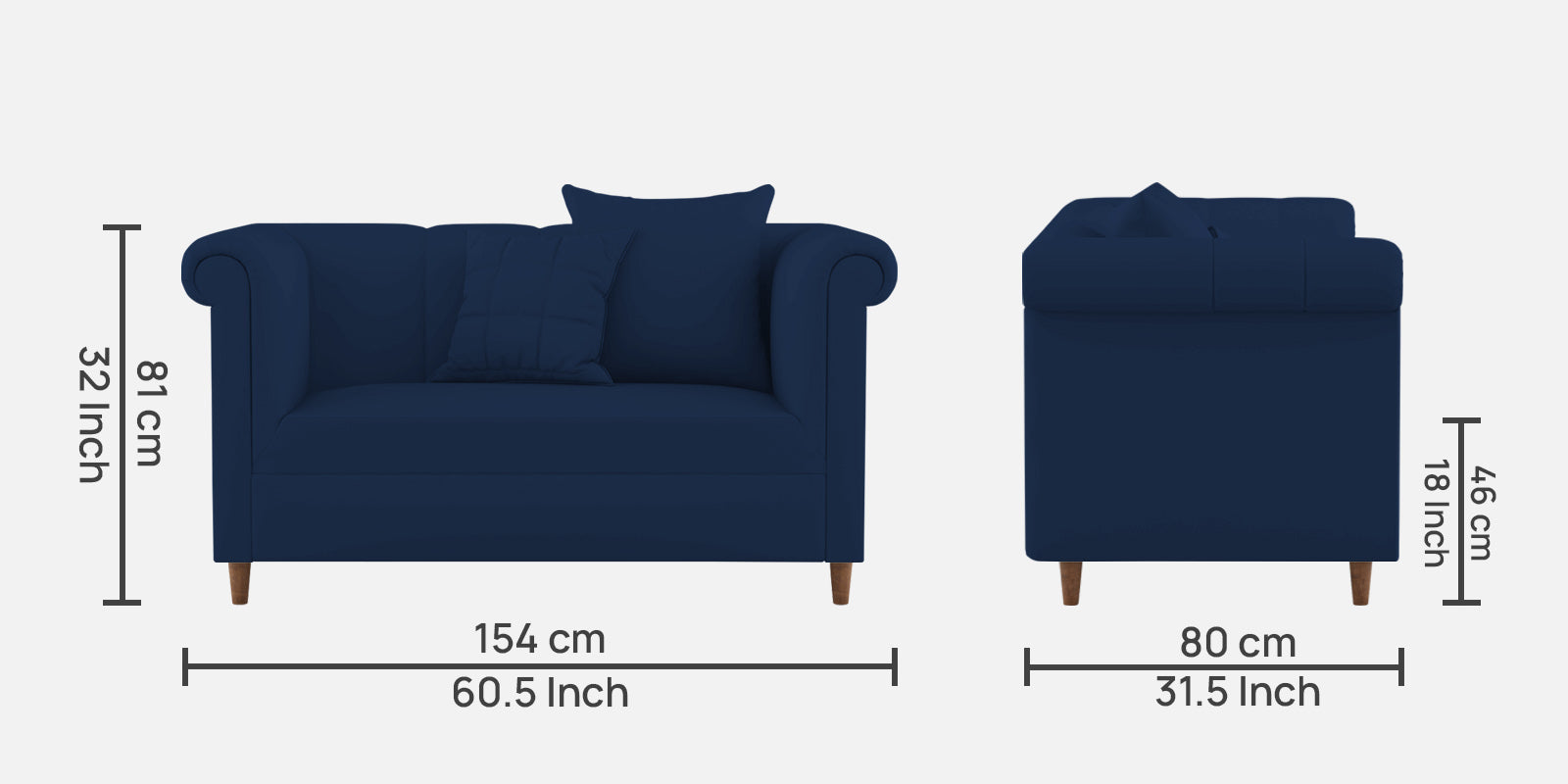 Rubi Velvet 2 Seater Sofa In Imperial Blue Colour - Febonic Living
