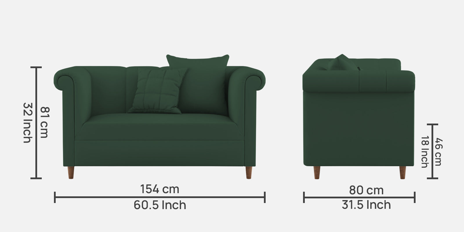 Rubi Velvet 2 Seater Sofa In Amazon Green Colour - Febonic Living