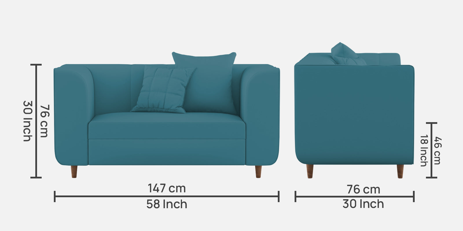Sumo Velvet 2 Seater Sofa In Aqua Blue Colour - Febonic Living